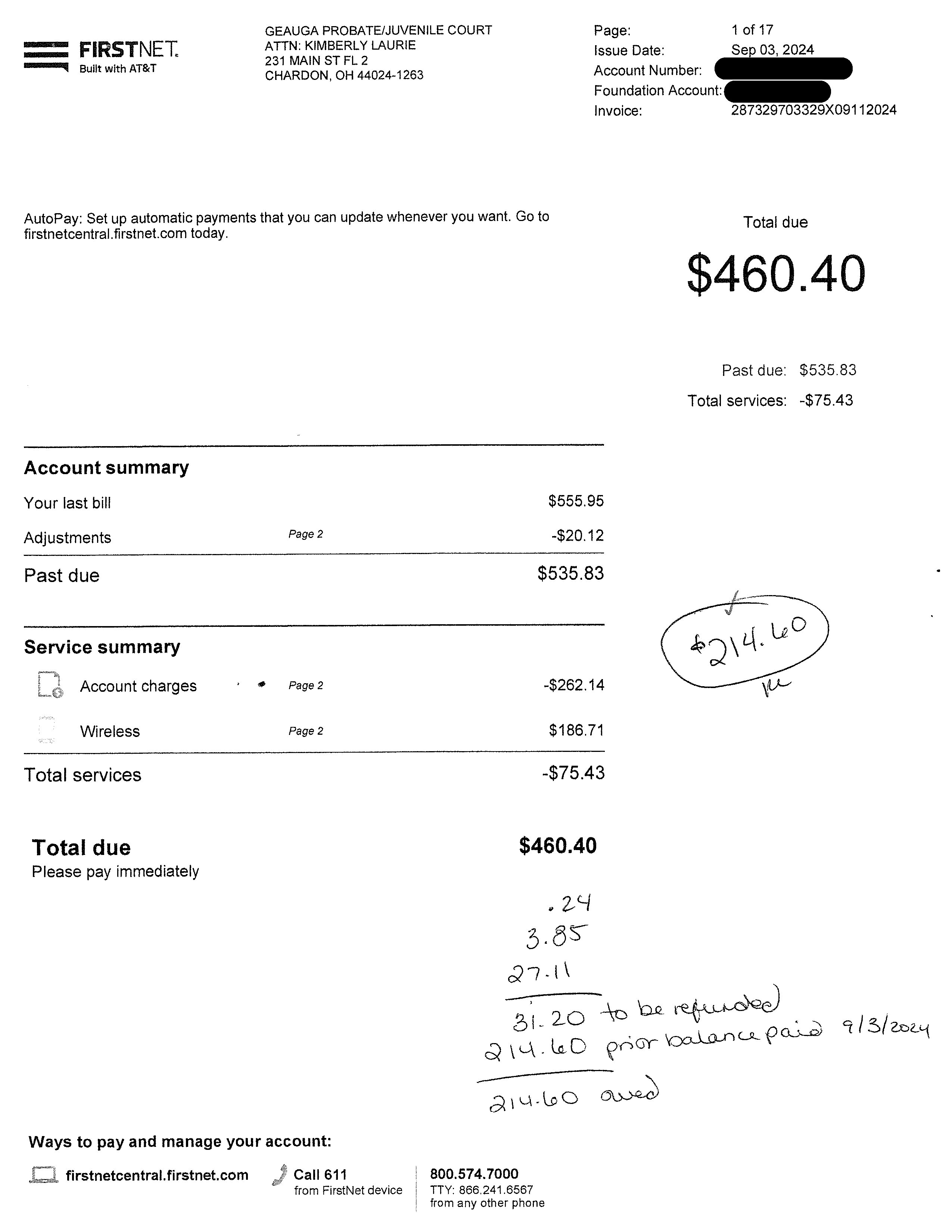 First Net Invoice Page 1