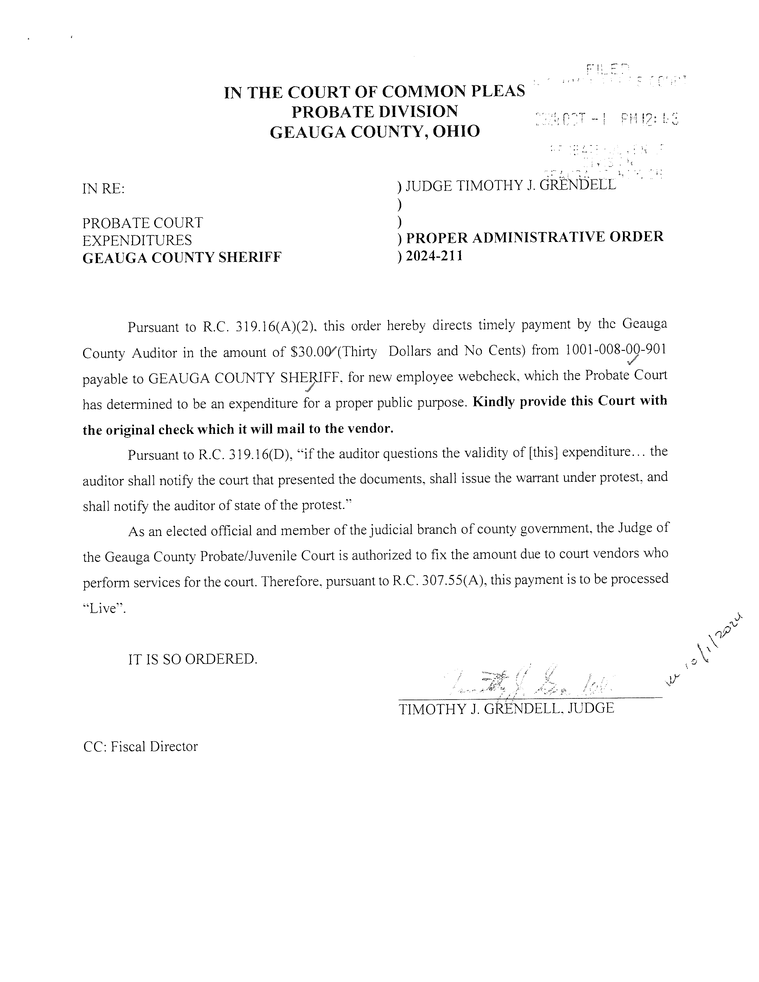 Proper Administrative Order