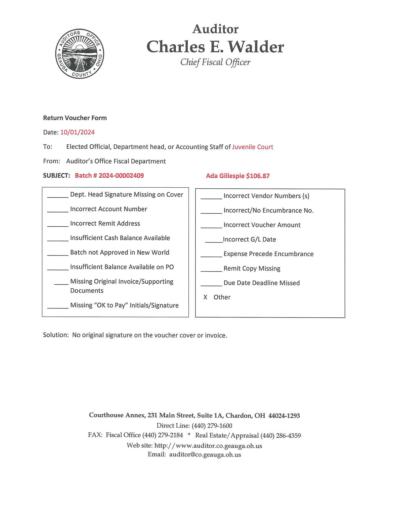 Return Voucher Form