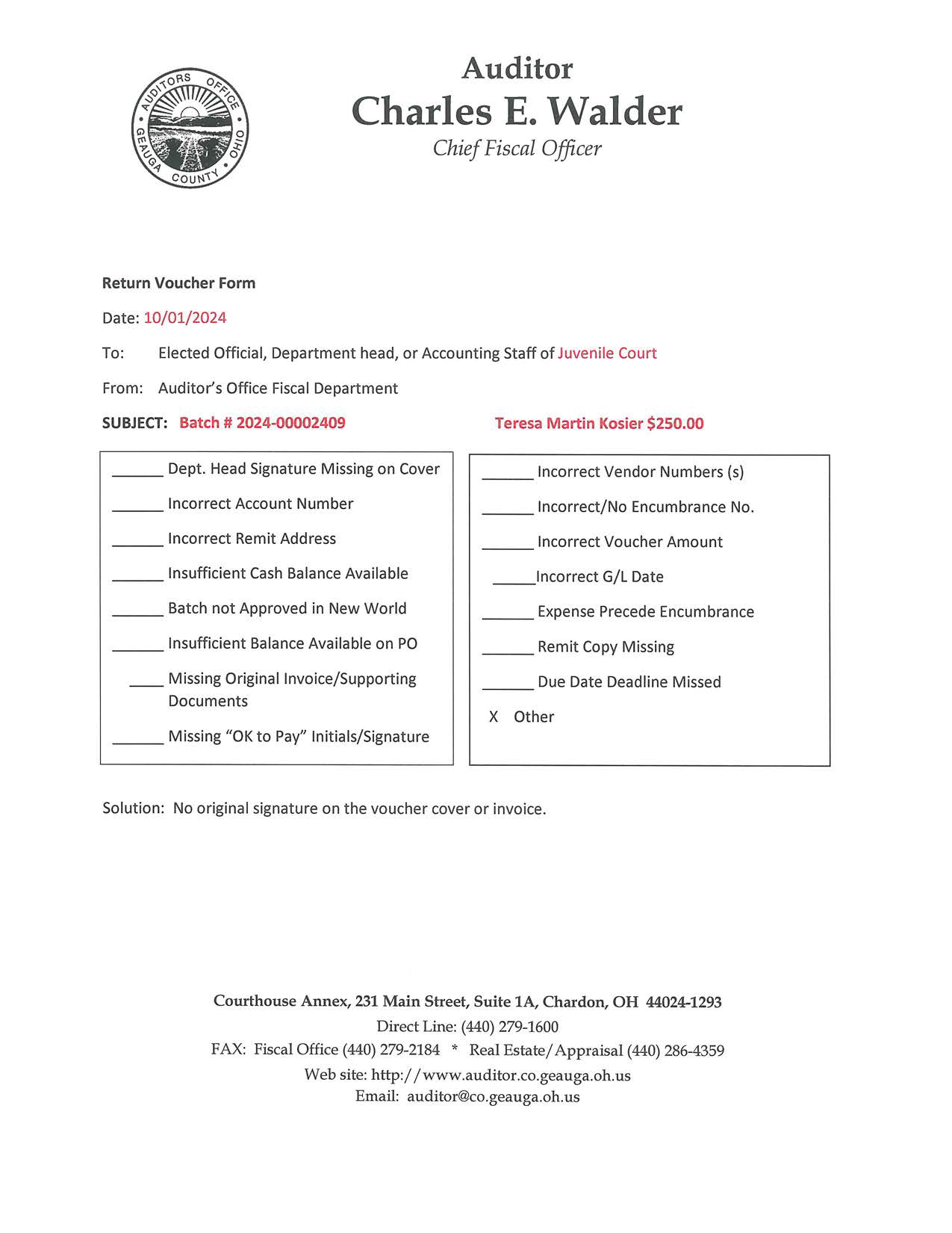 Return Voucher Form