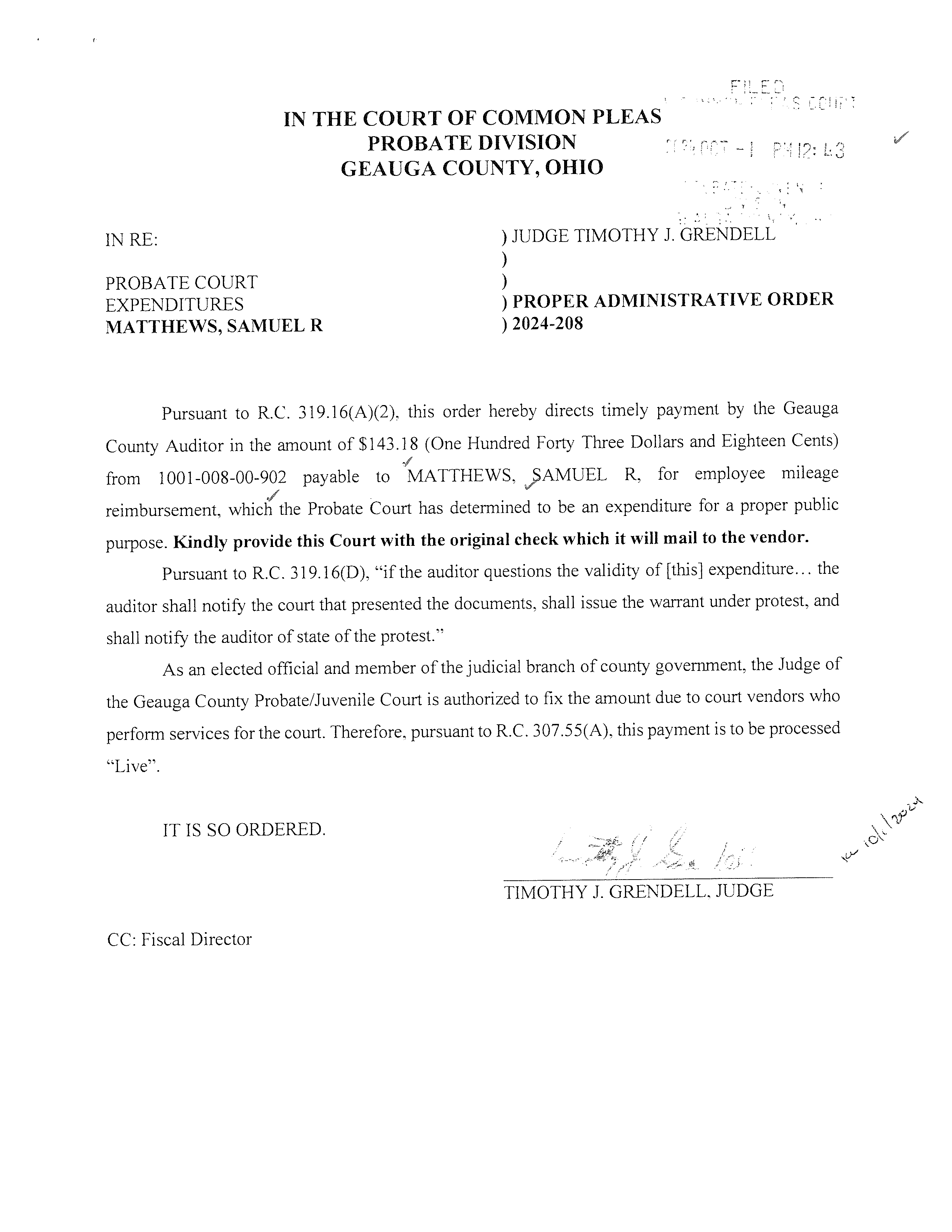 Proper Administrative Order