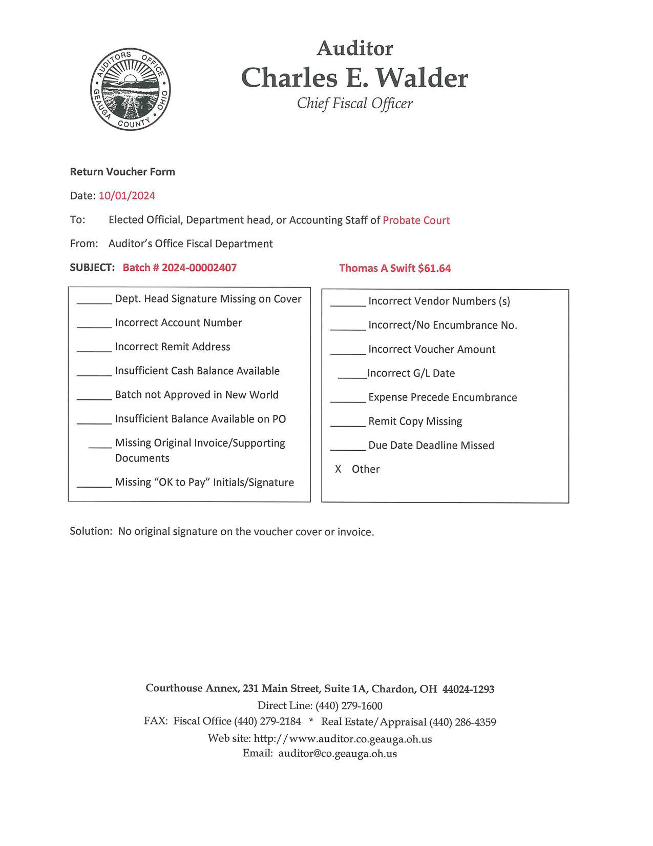 Return Voucher Form