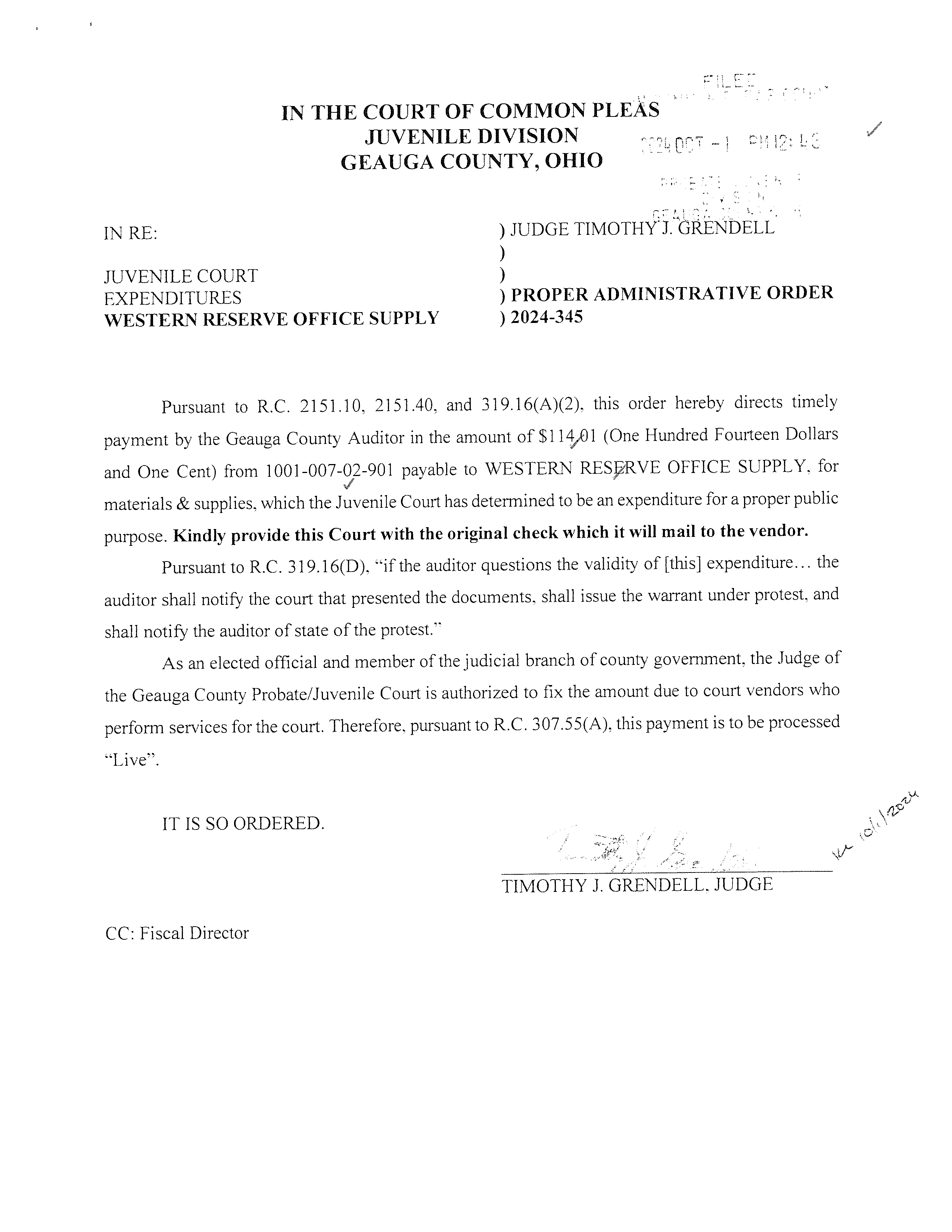 Proper Administrative Order