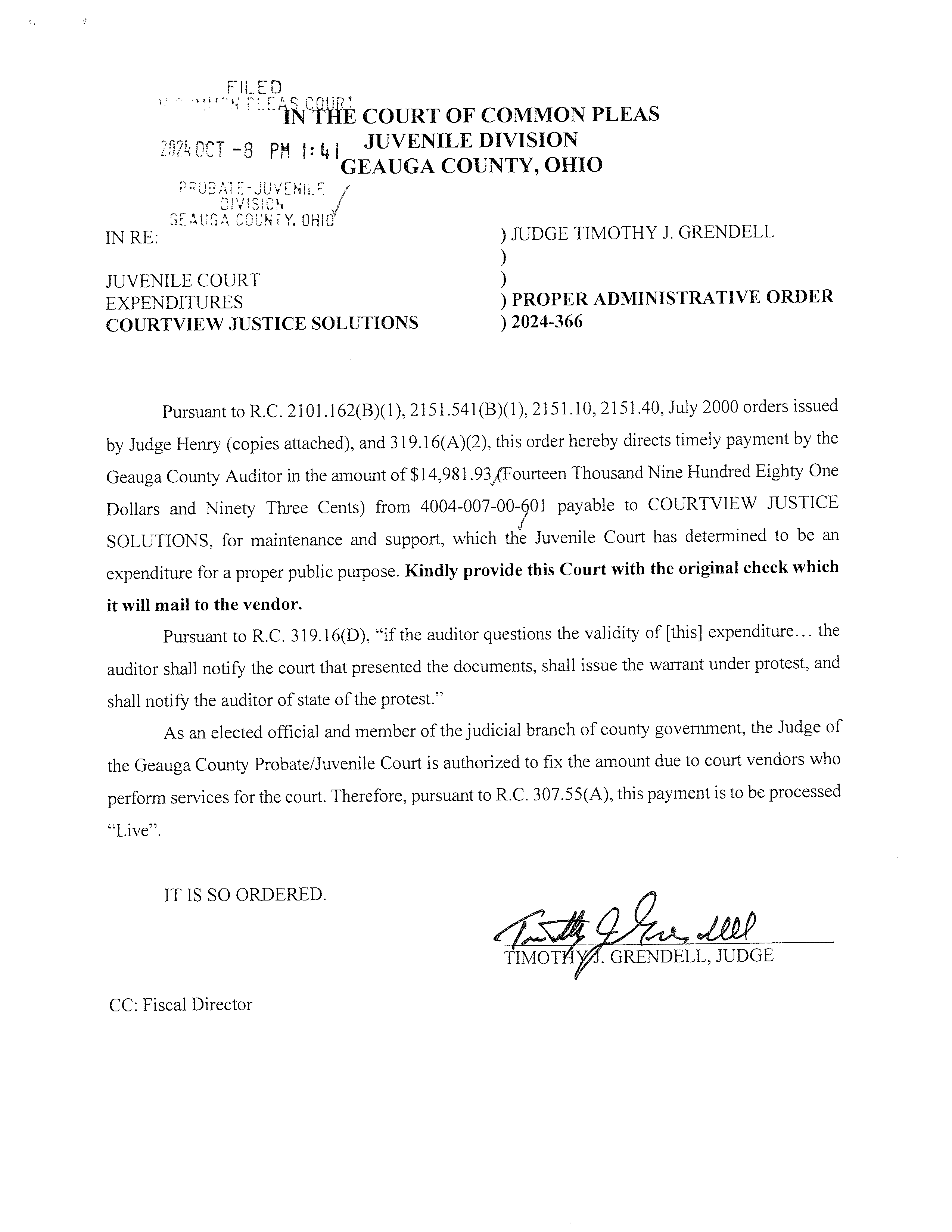 Proper Administrative Order