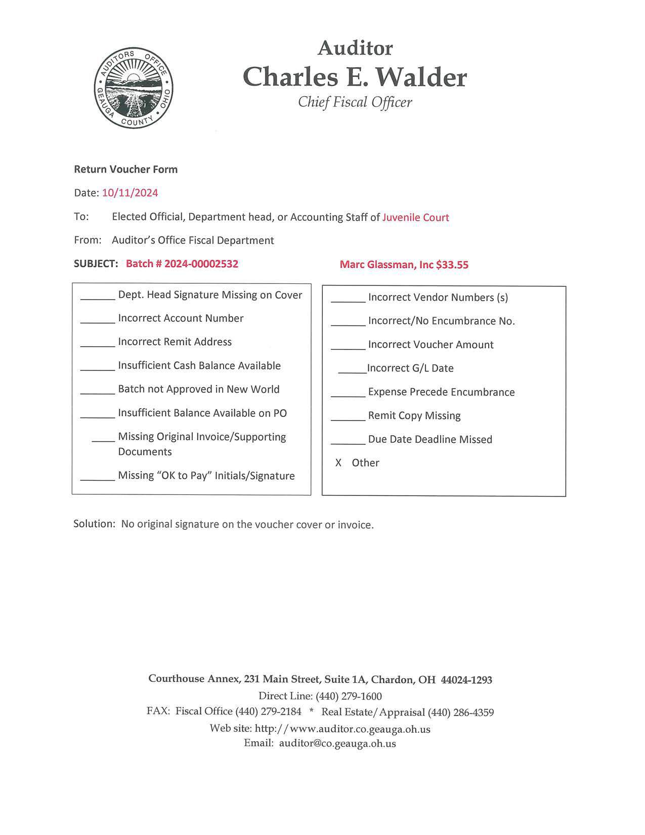 Return Voucher Form