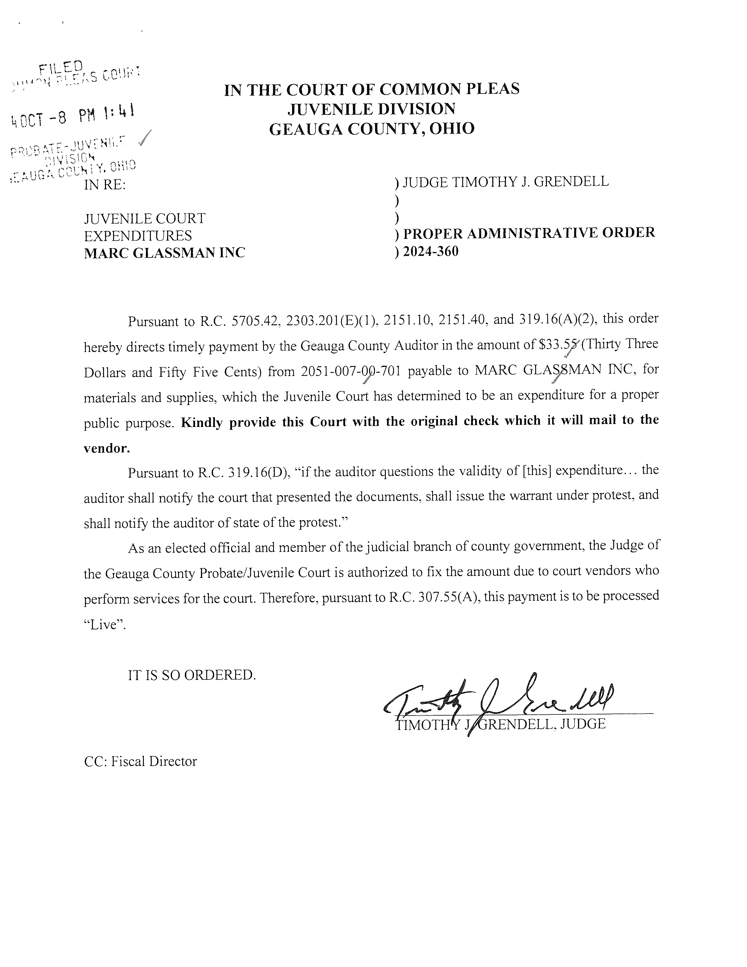 Proper Administrative Order