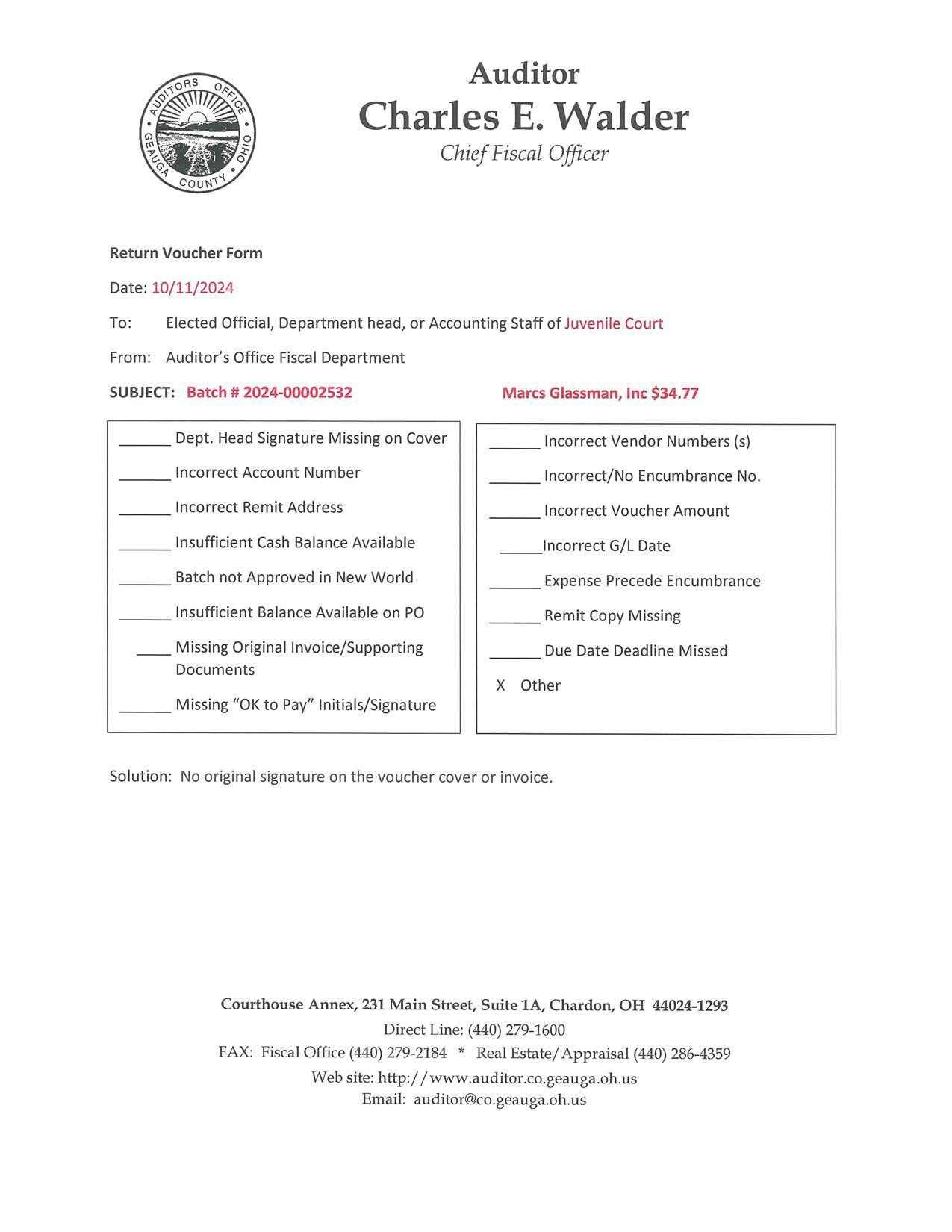 Return Voucher Form