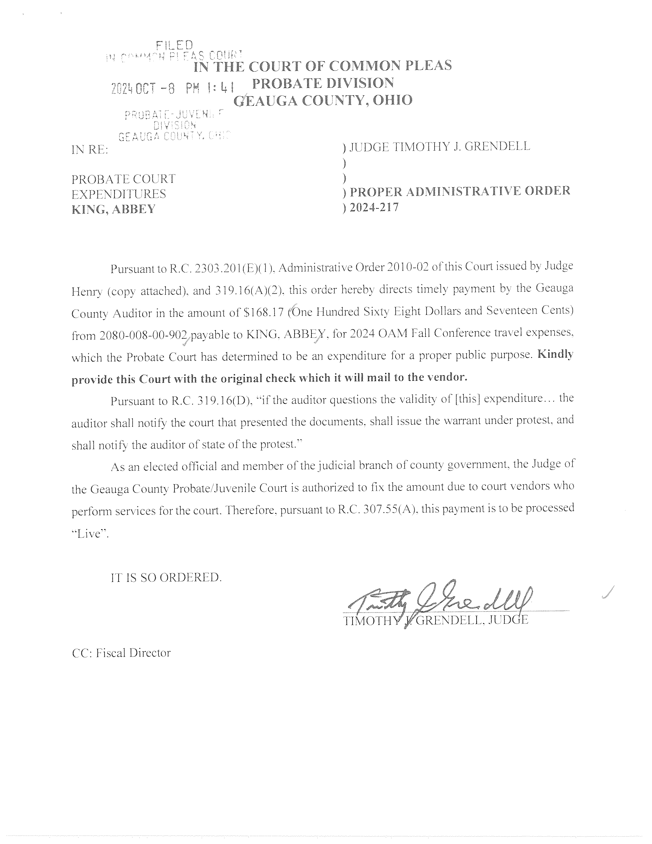 Proper Administrative Order