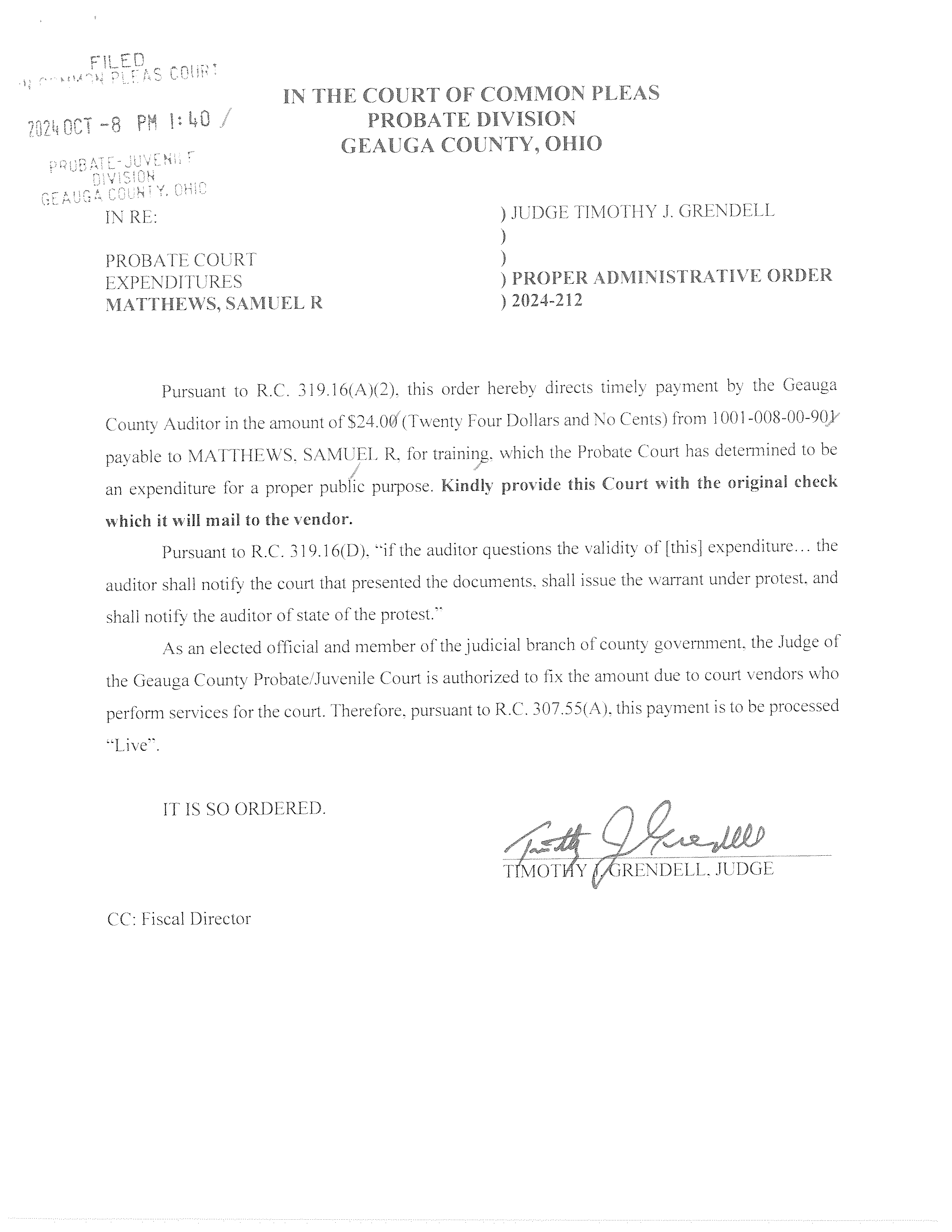 Proper Administrative Order
