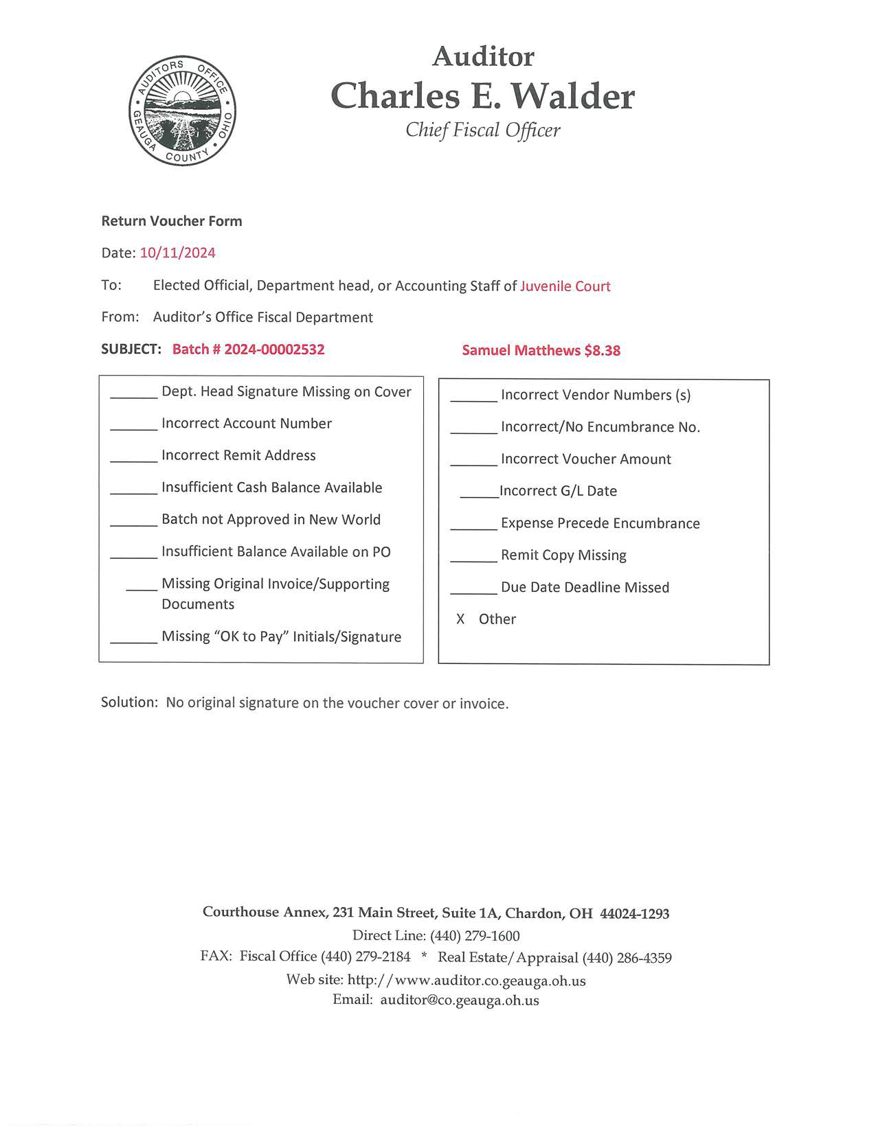 Return Voucher Form