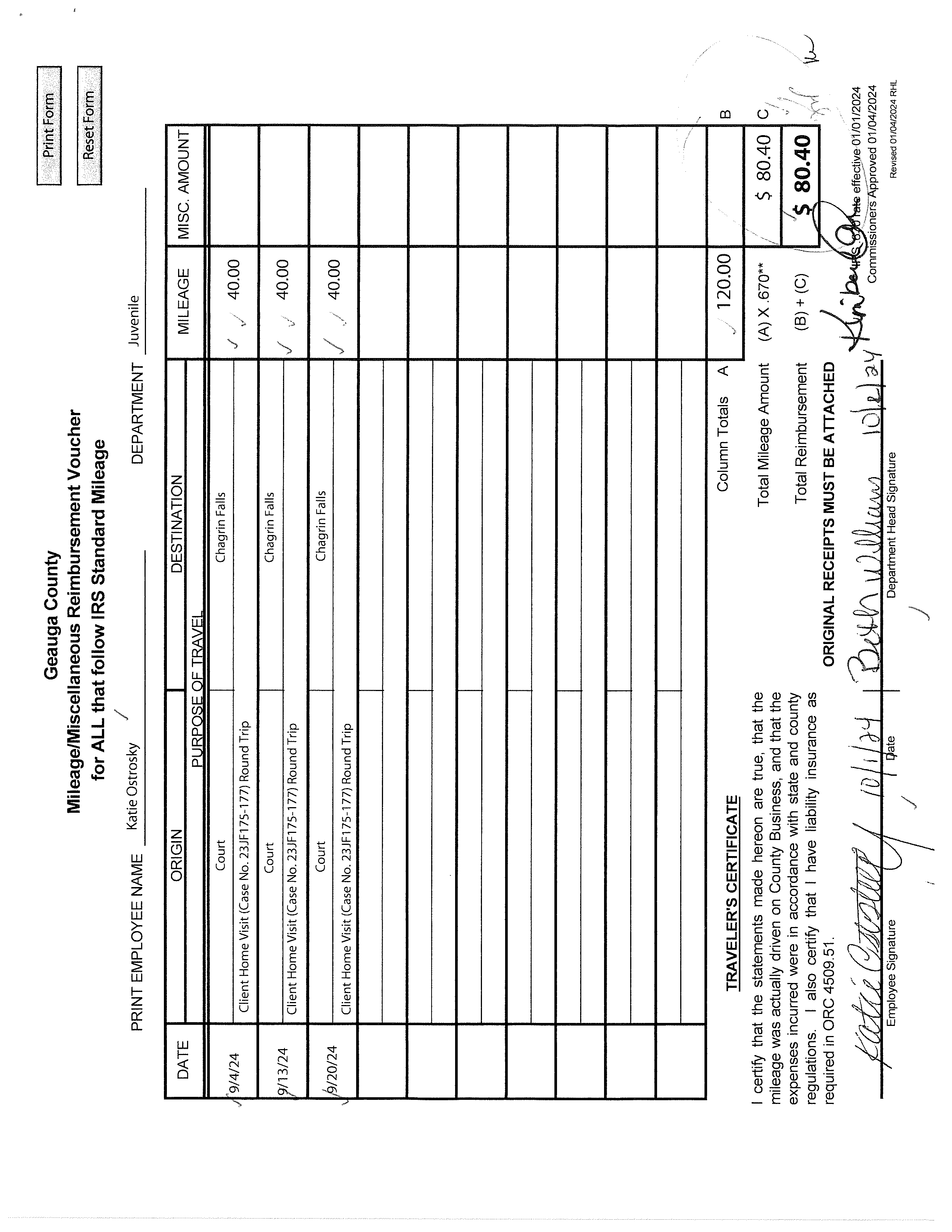 Mileage/Miscellaneous Reimbursement Voucher