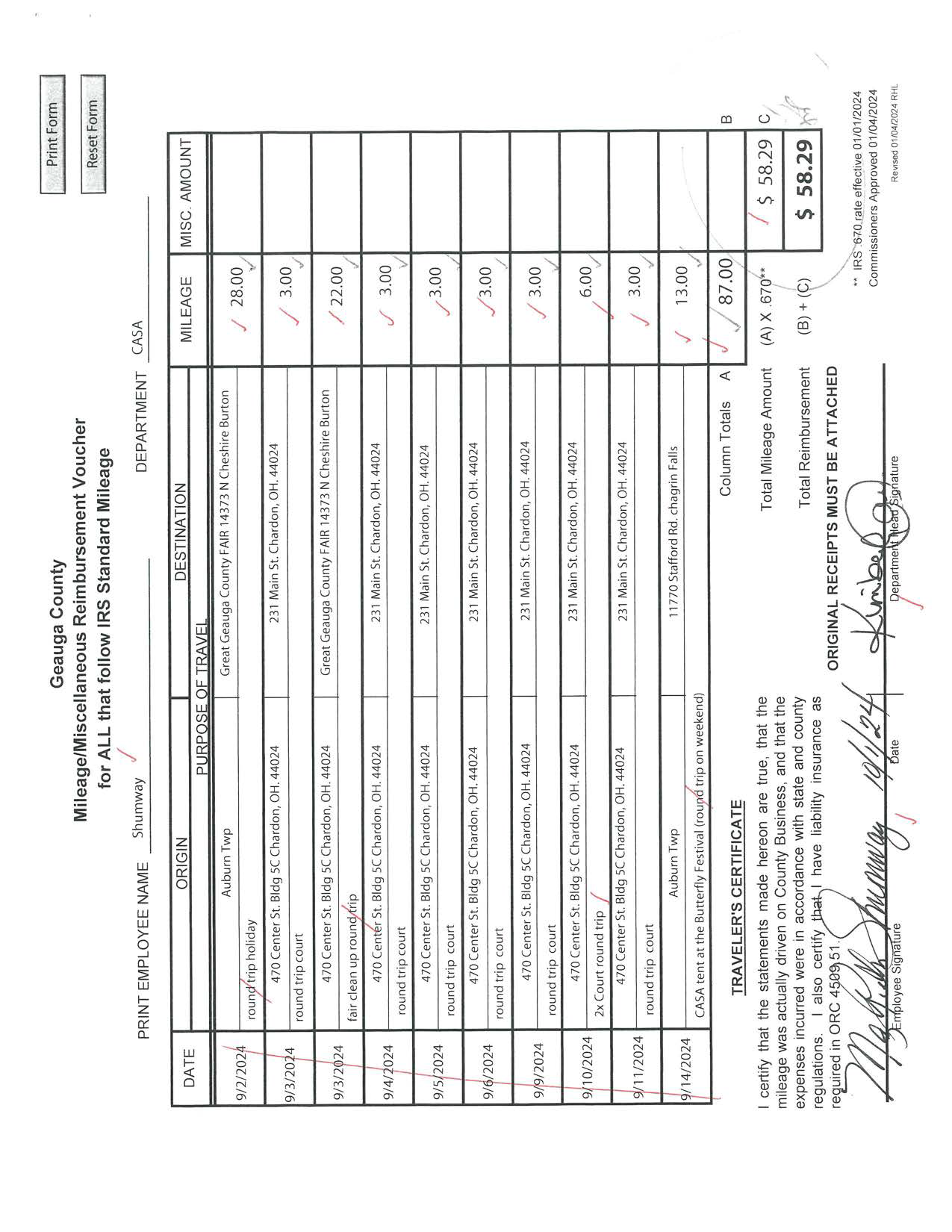 Mileage/Miscellaneous Reimbursement Voucher