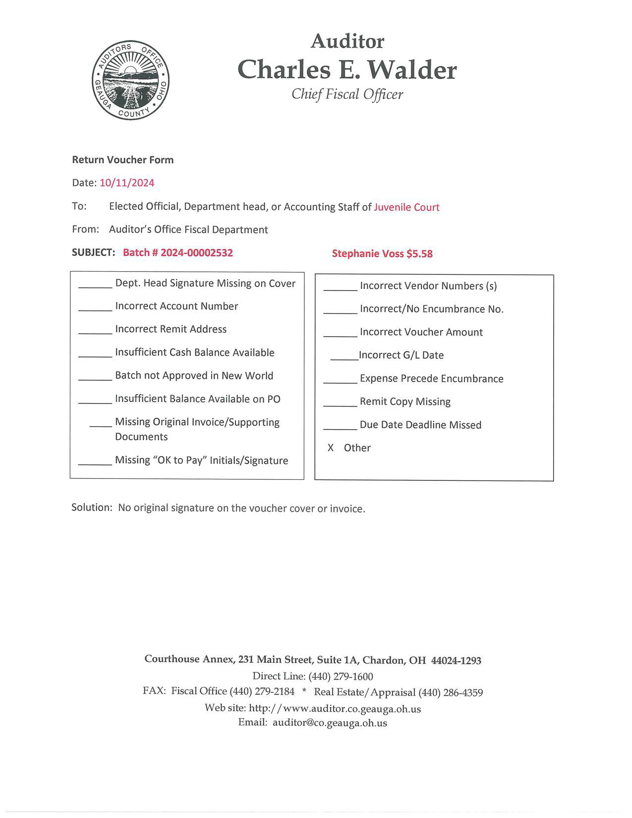 Return Voucher Form