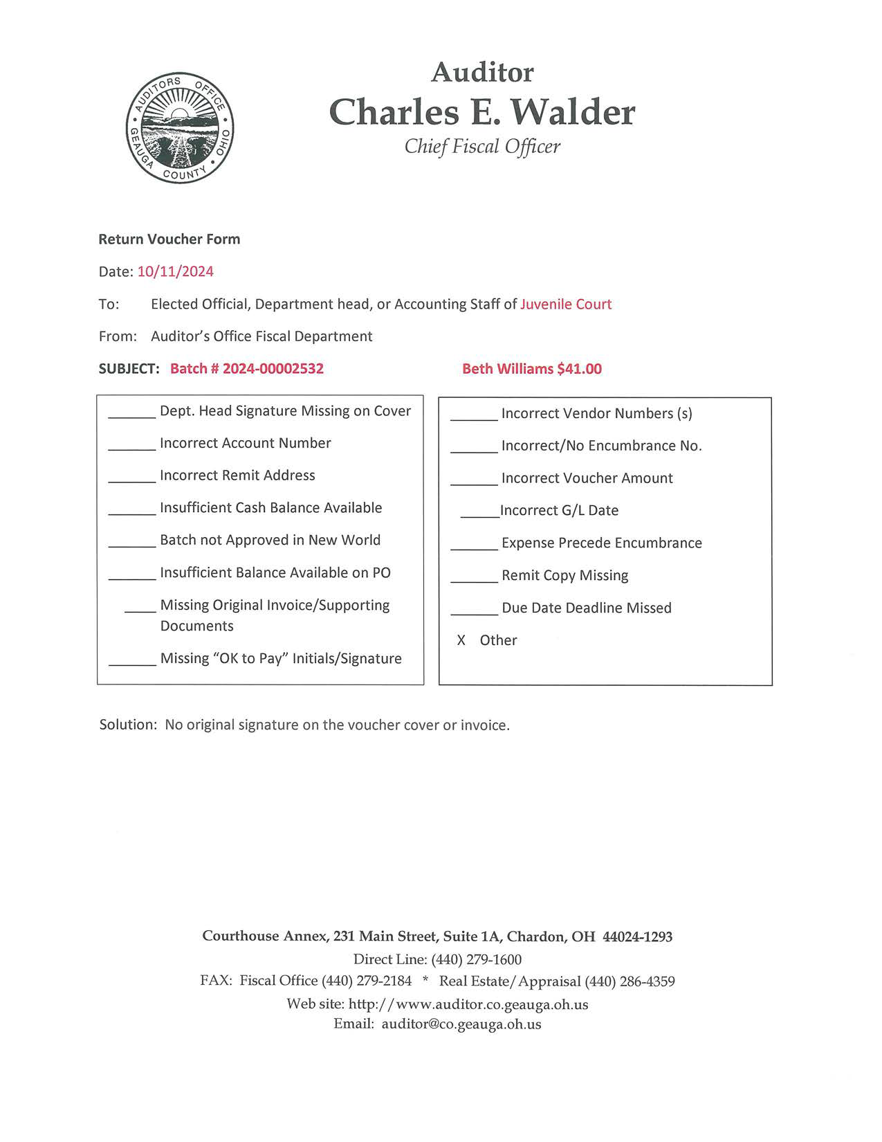 Return Voucher Form