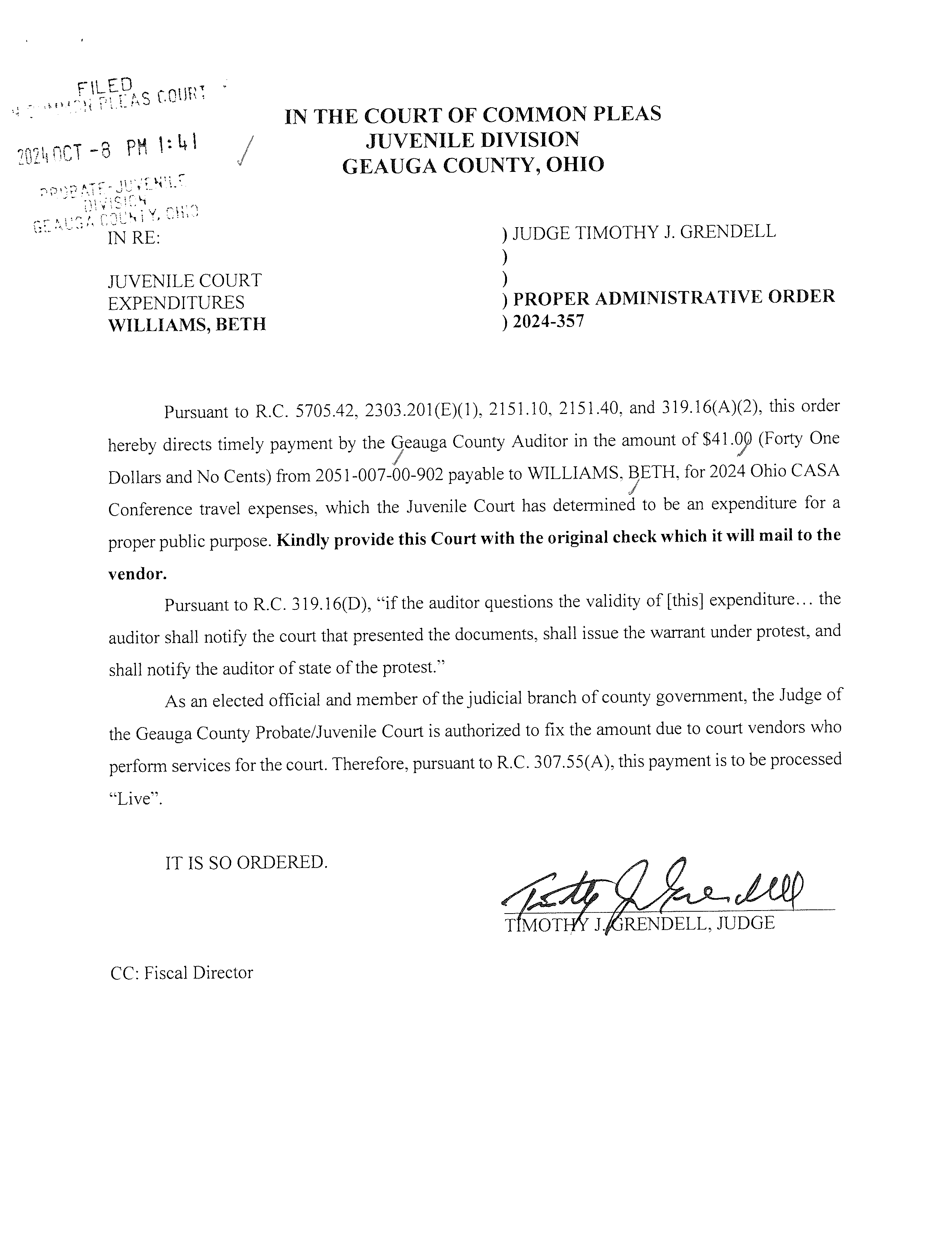 Proper Administrative Order