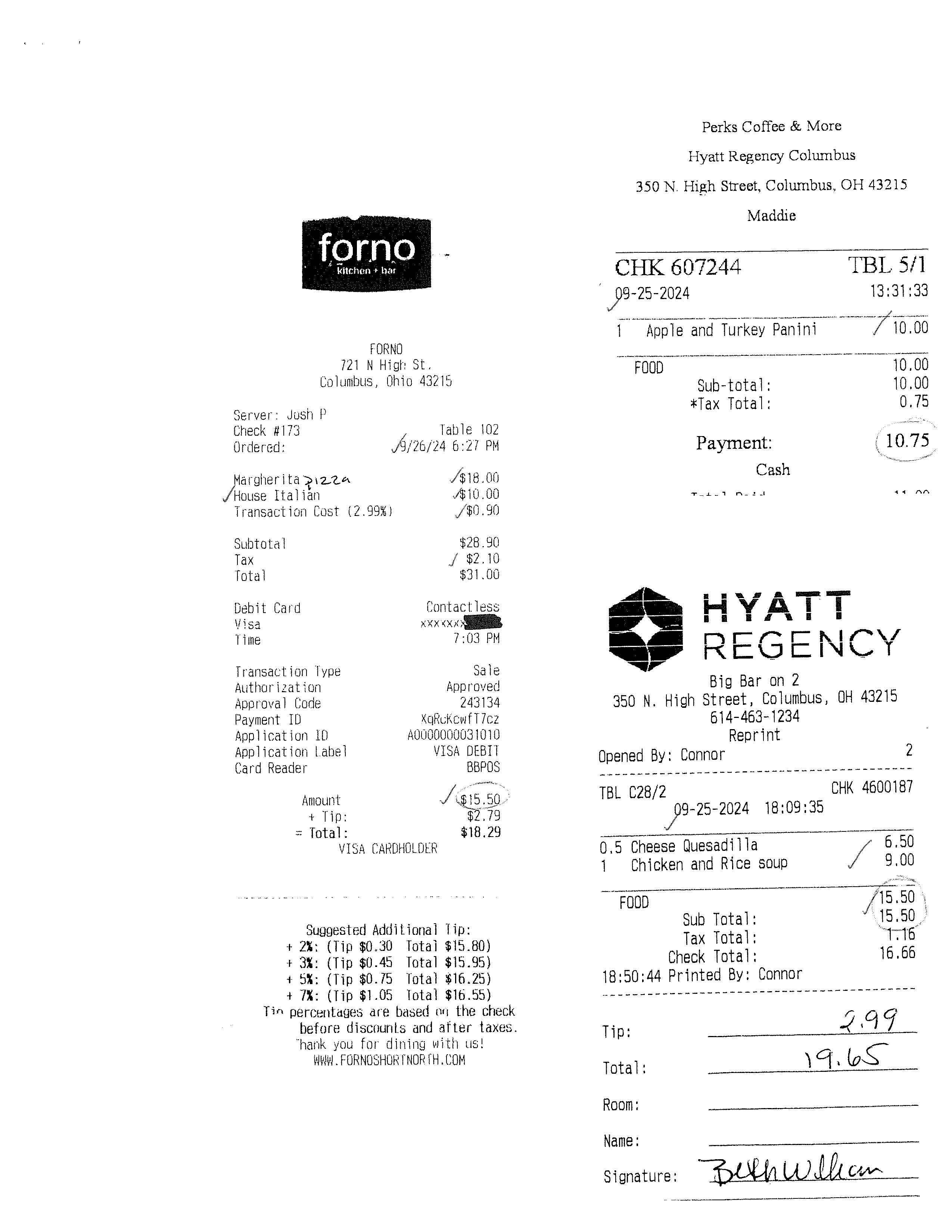 Receipts