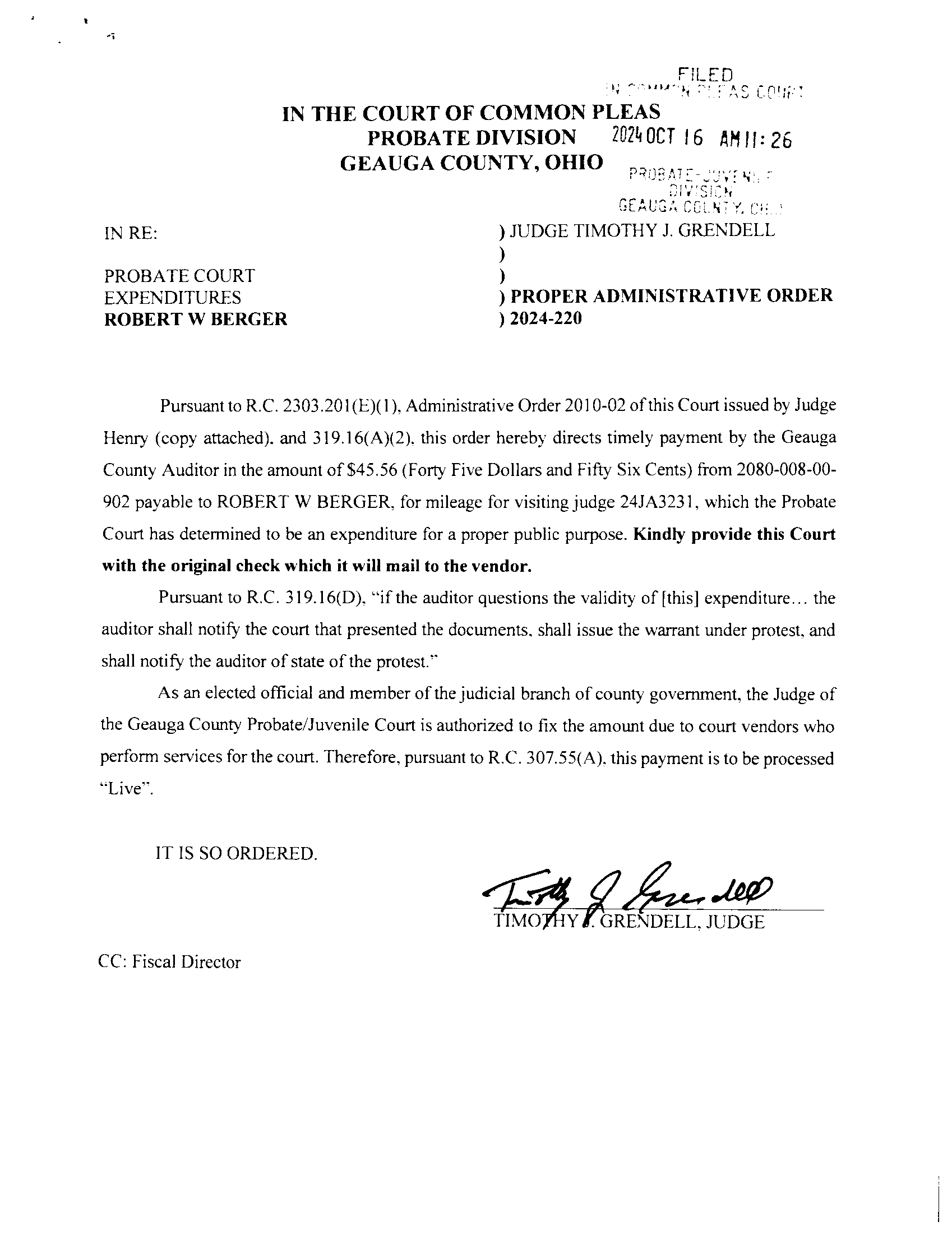 Proper Administrative Order