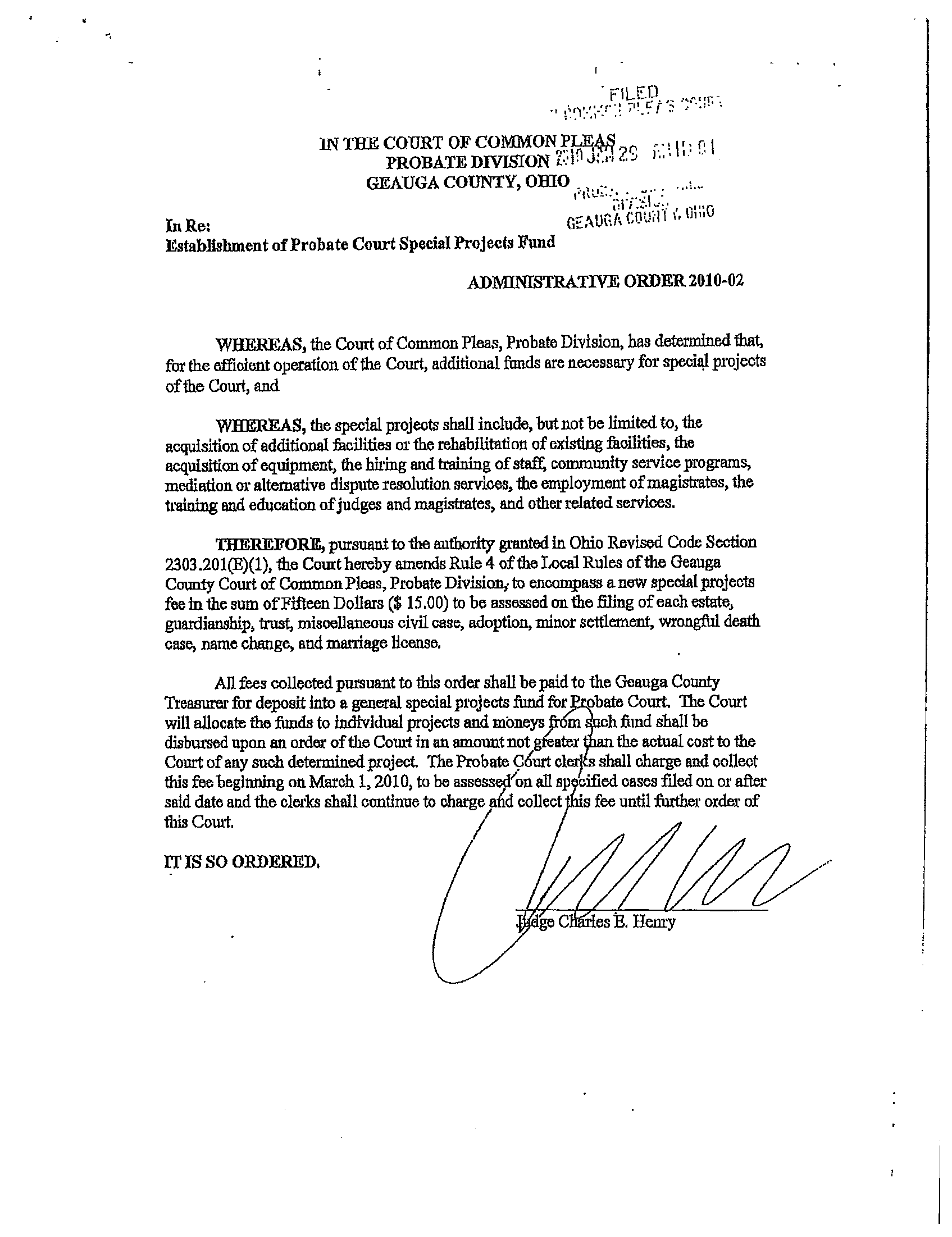 Administrative Order 2010-02