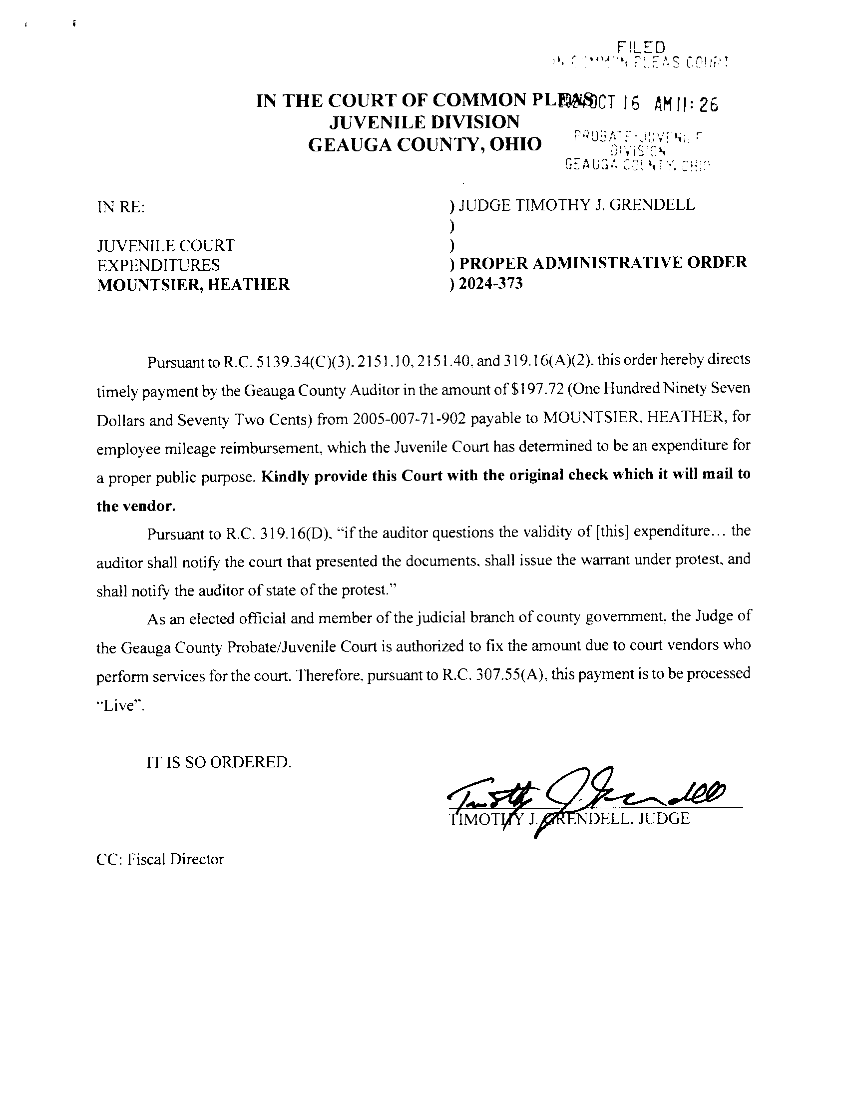 Proper Administrative Order