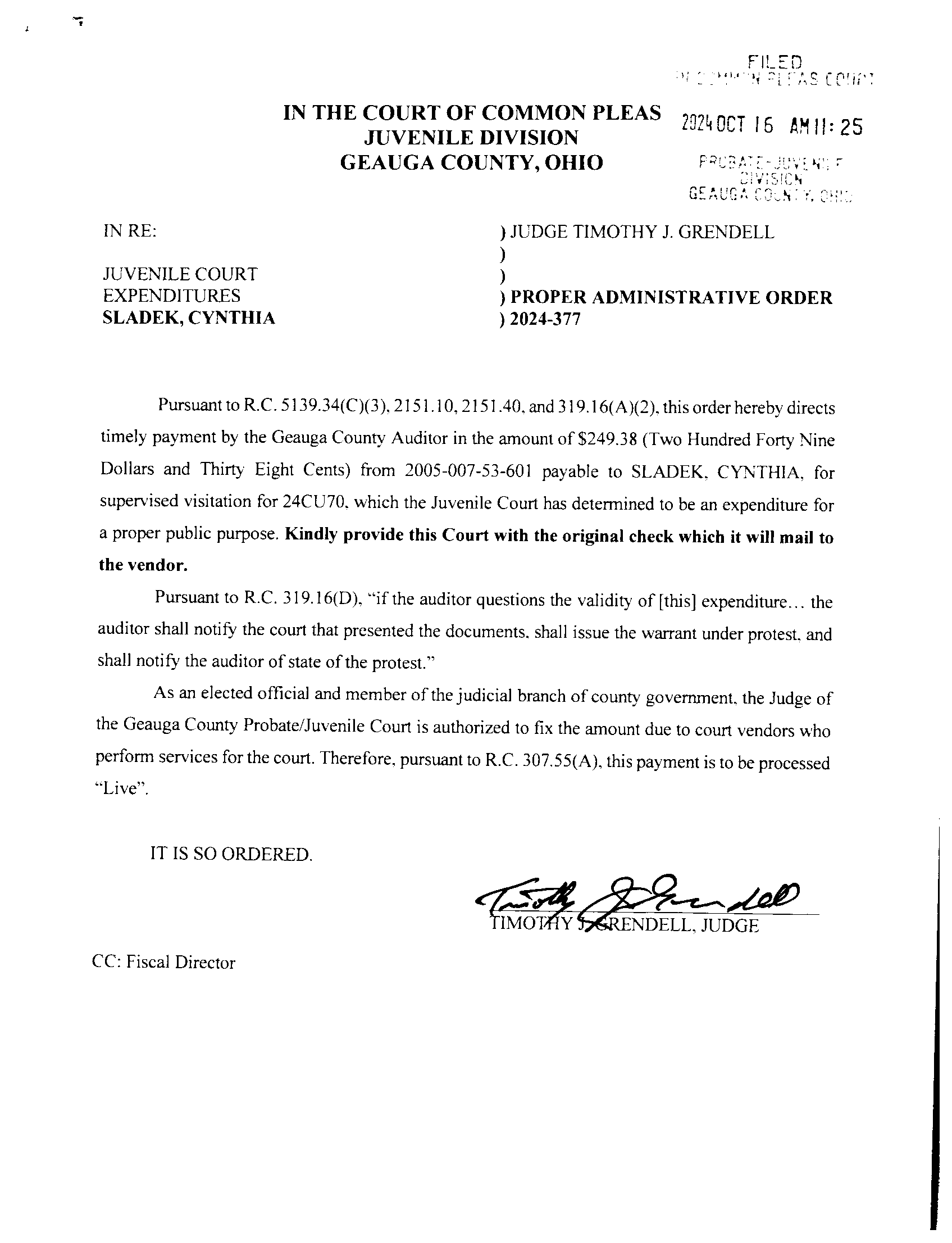 Proper Administrative Order