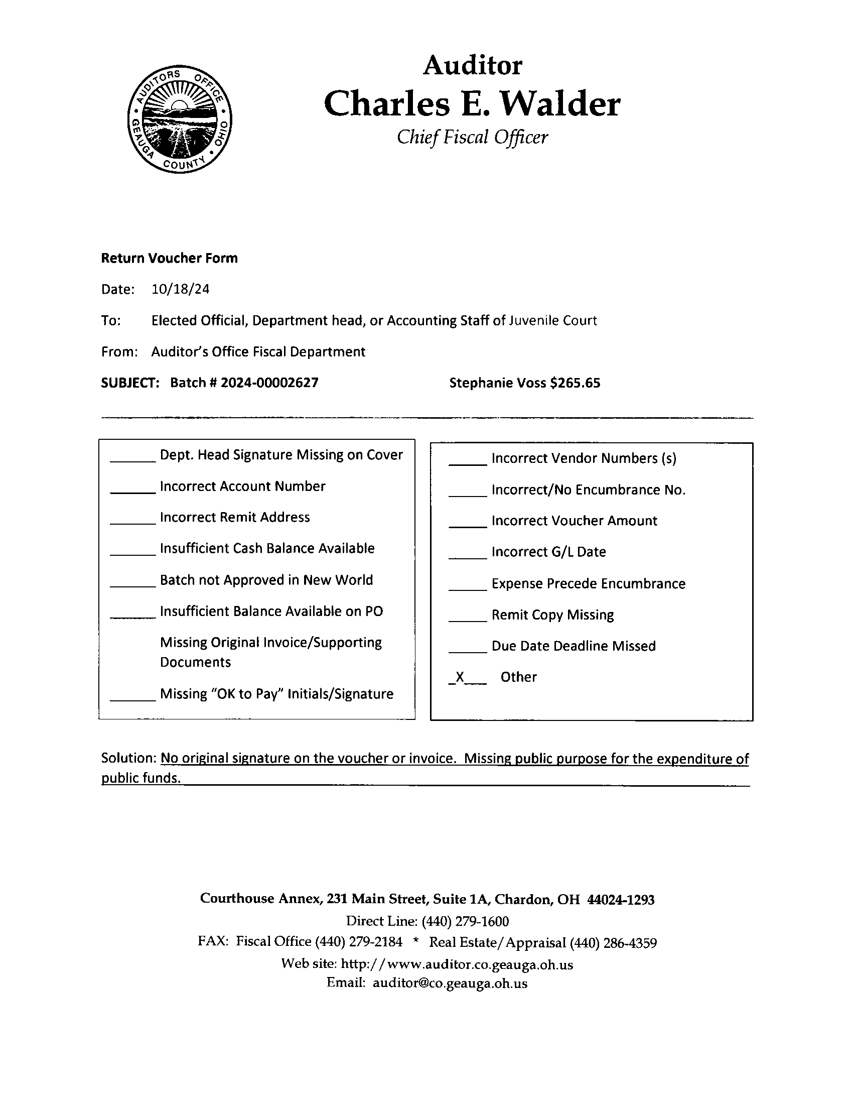 Return Voucher Form
