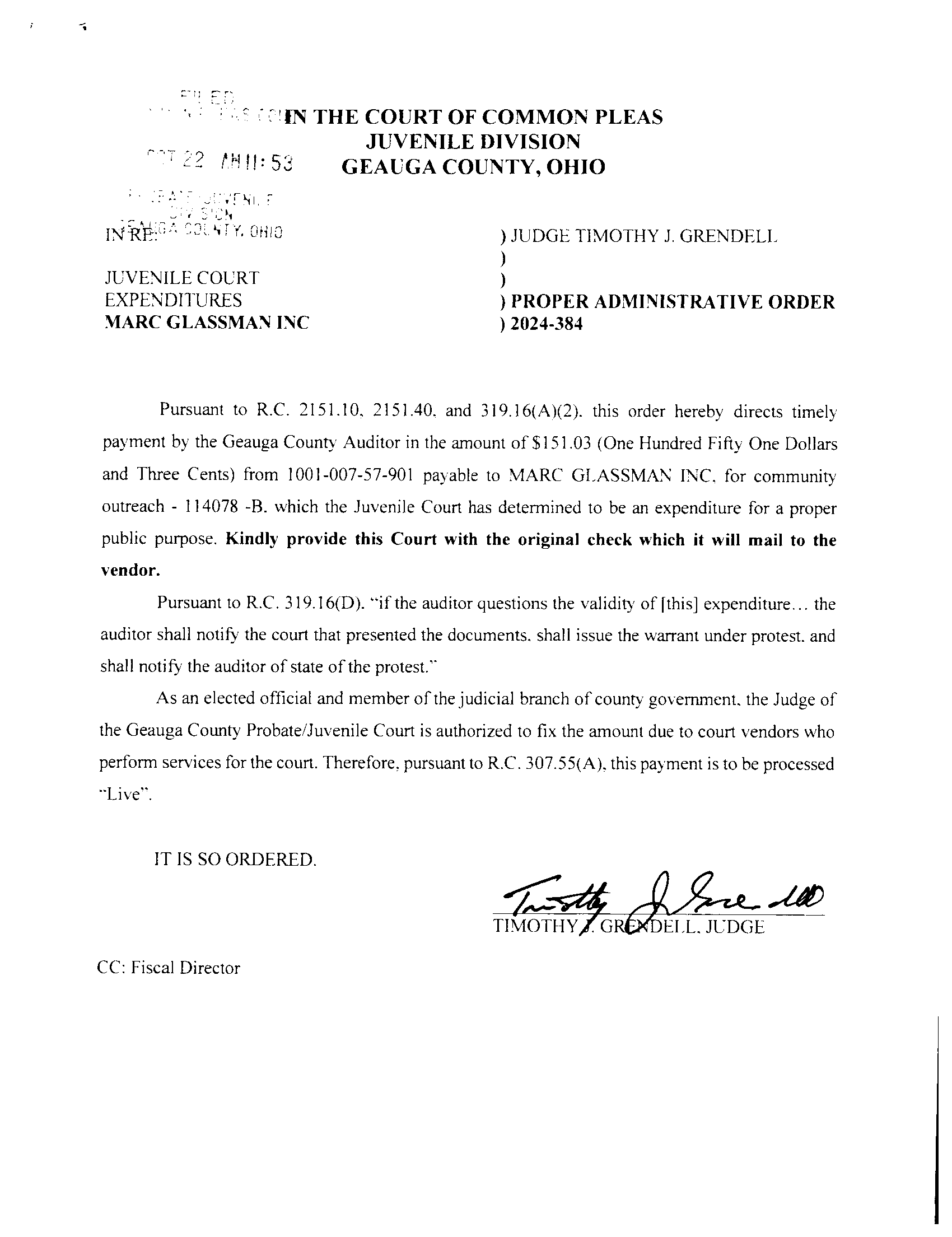 Proper Administrative Order