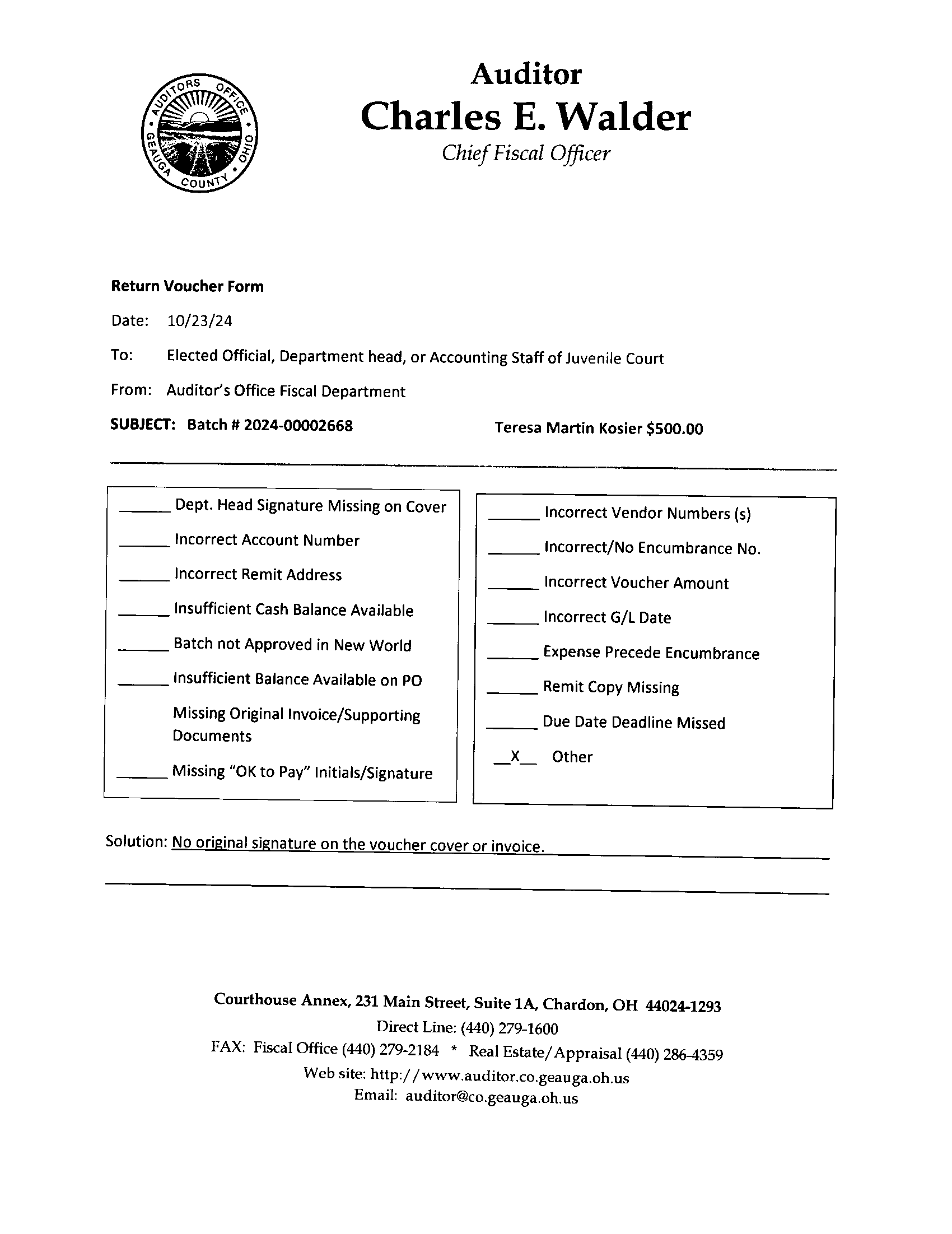 Return Voucher Form