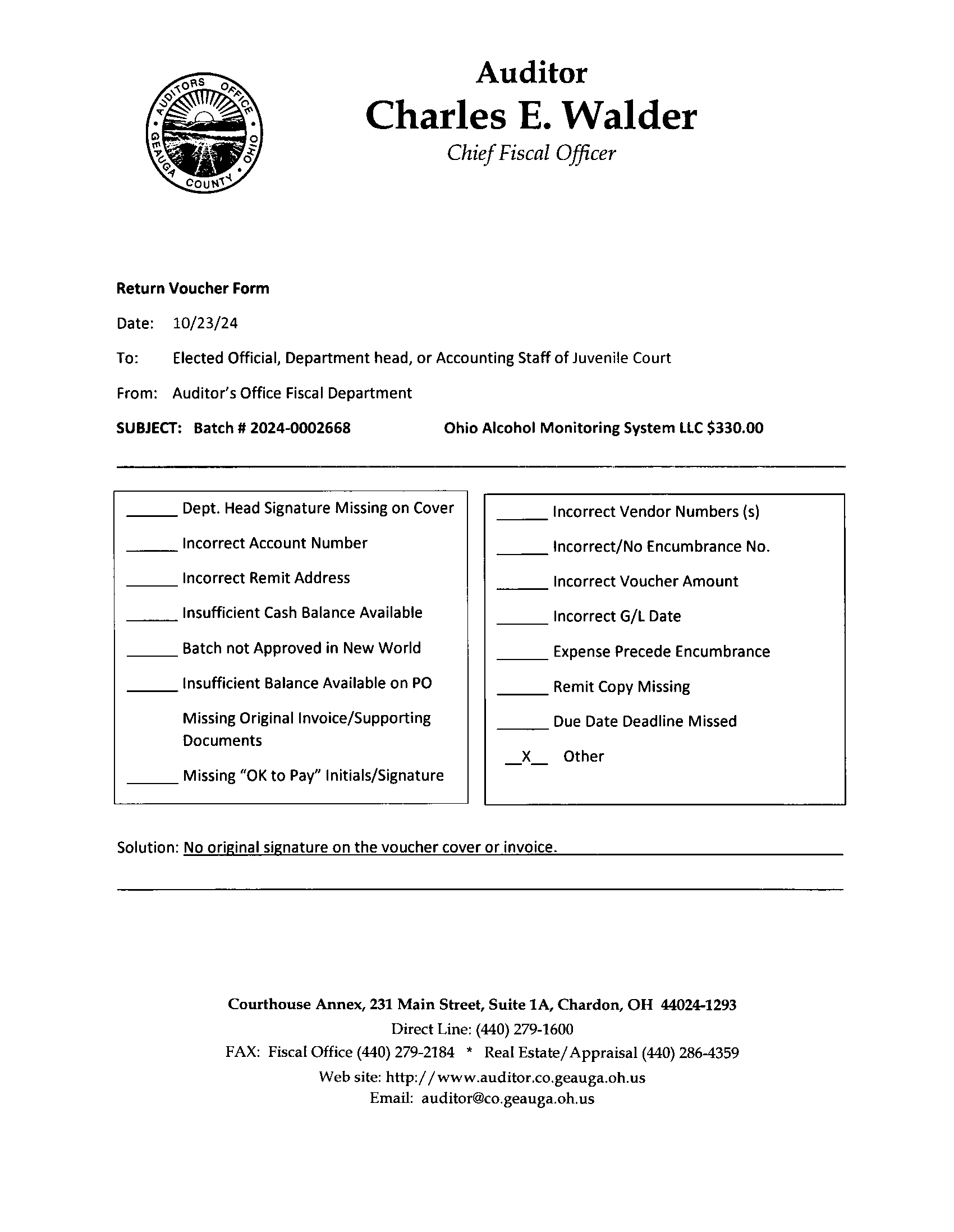 Return Voucher Form