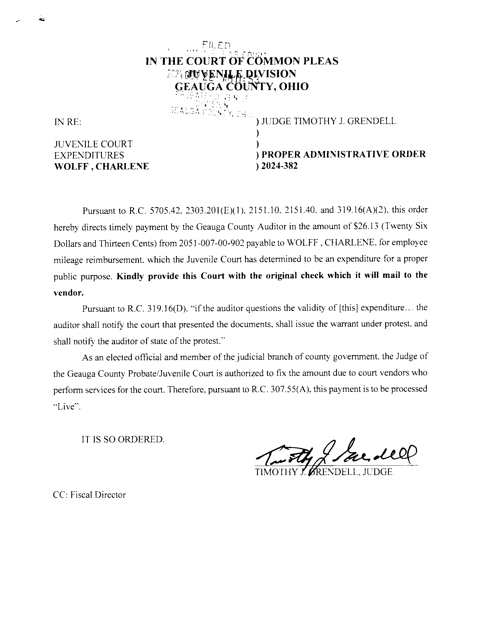 Proper Administrative Order