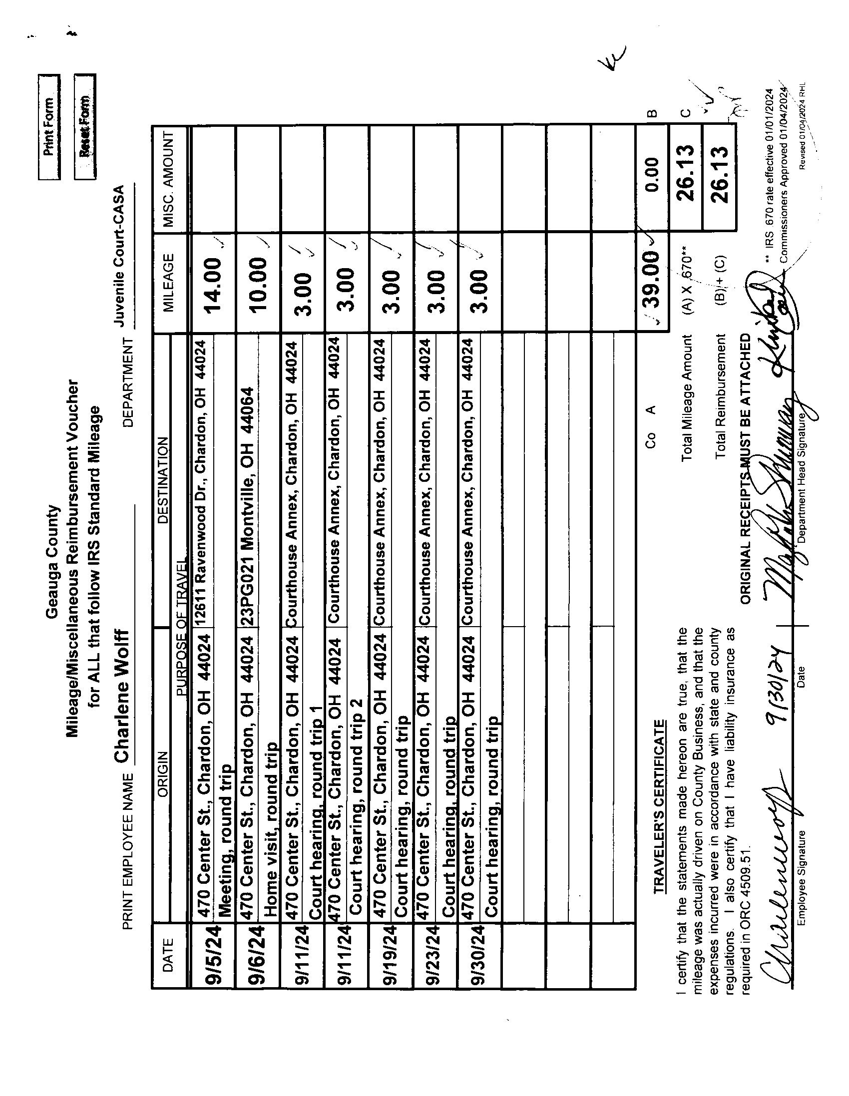 Mileage/Miscellaneous Reimbursement Voucher