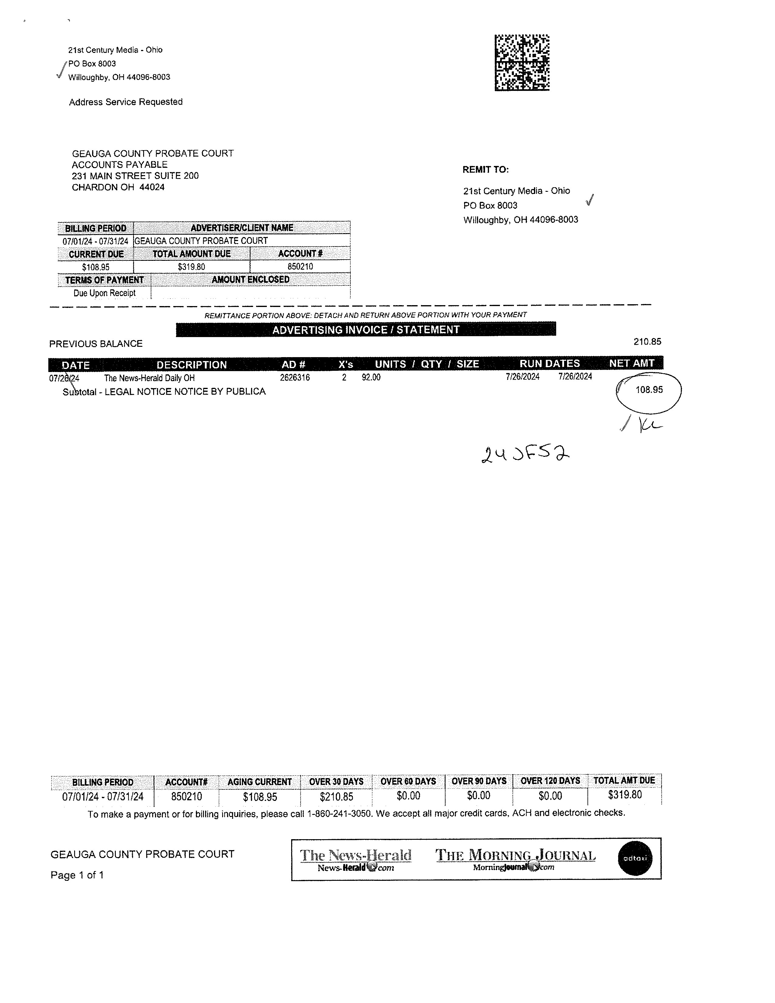 Advertising Invoice/Statement