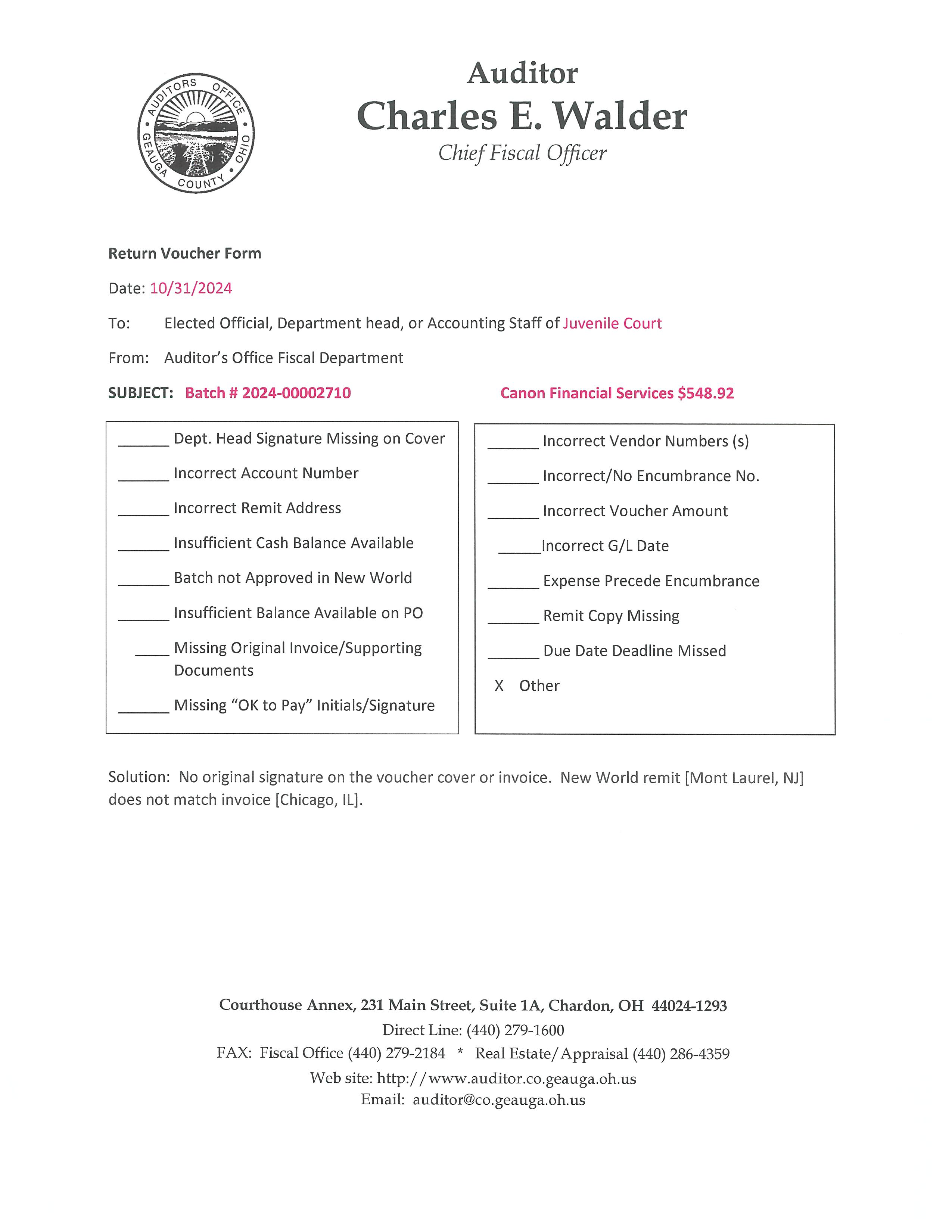 Return Voucher Form