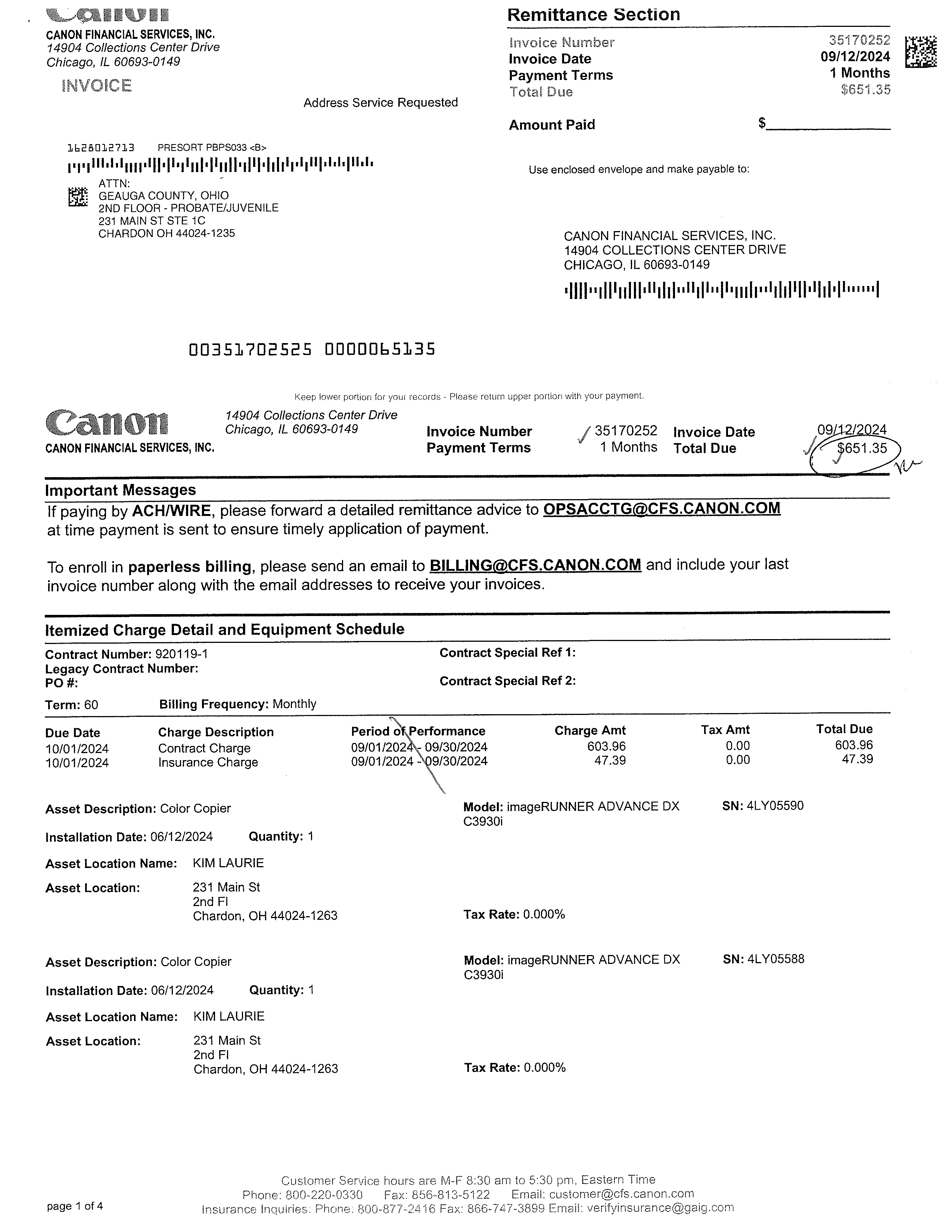 Invoice Page 1