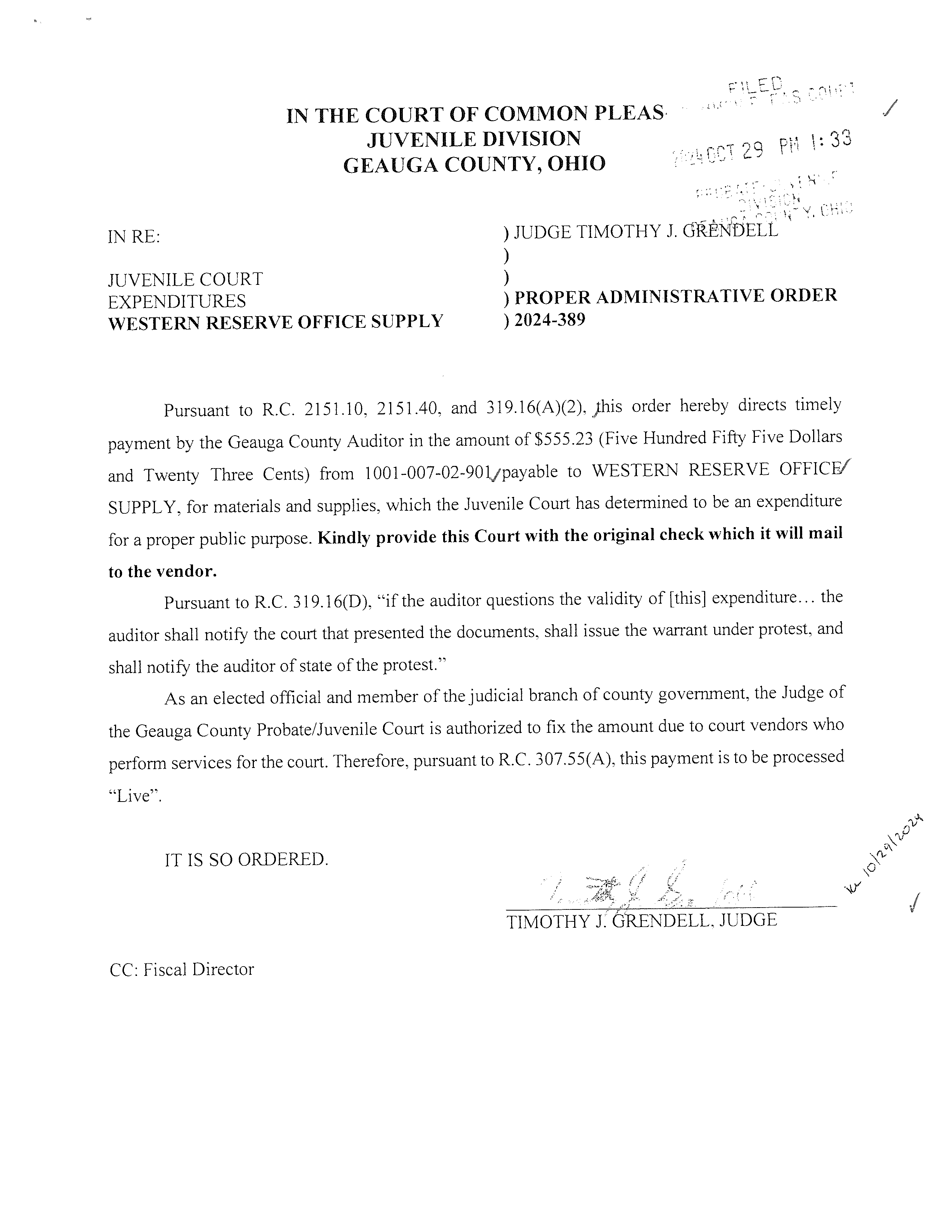 Proper Administrative Order