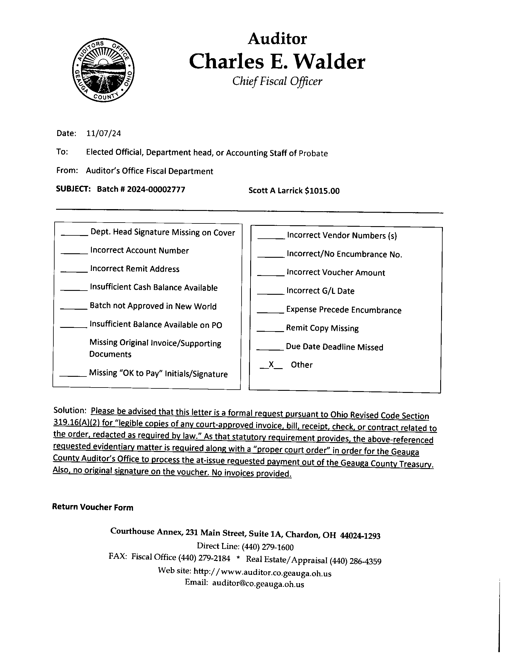 Return Voucher Form