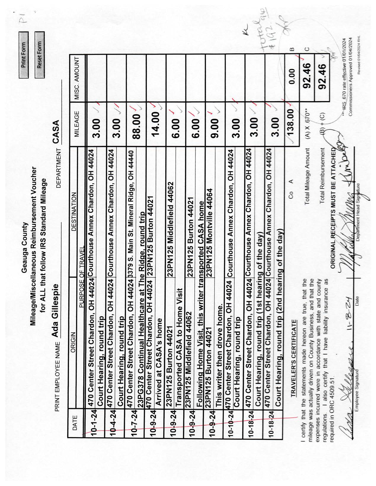 Mileage/Miscellaneous Reimbursement Voucher