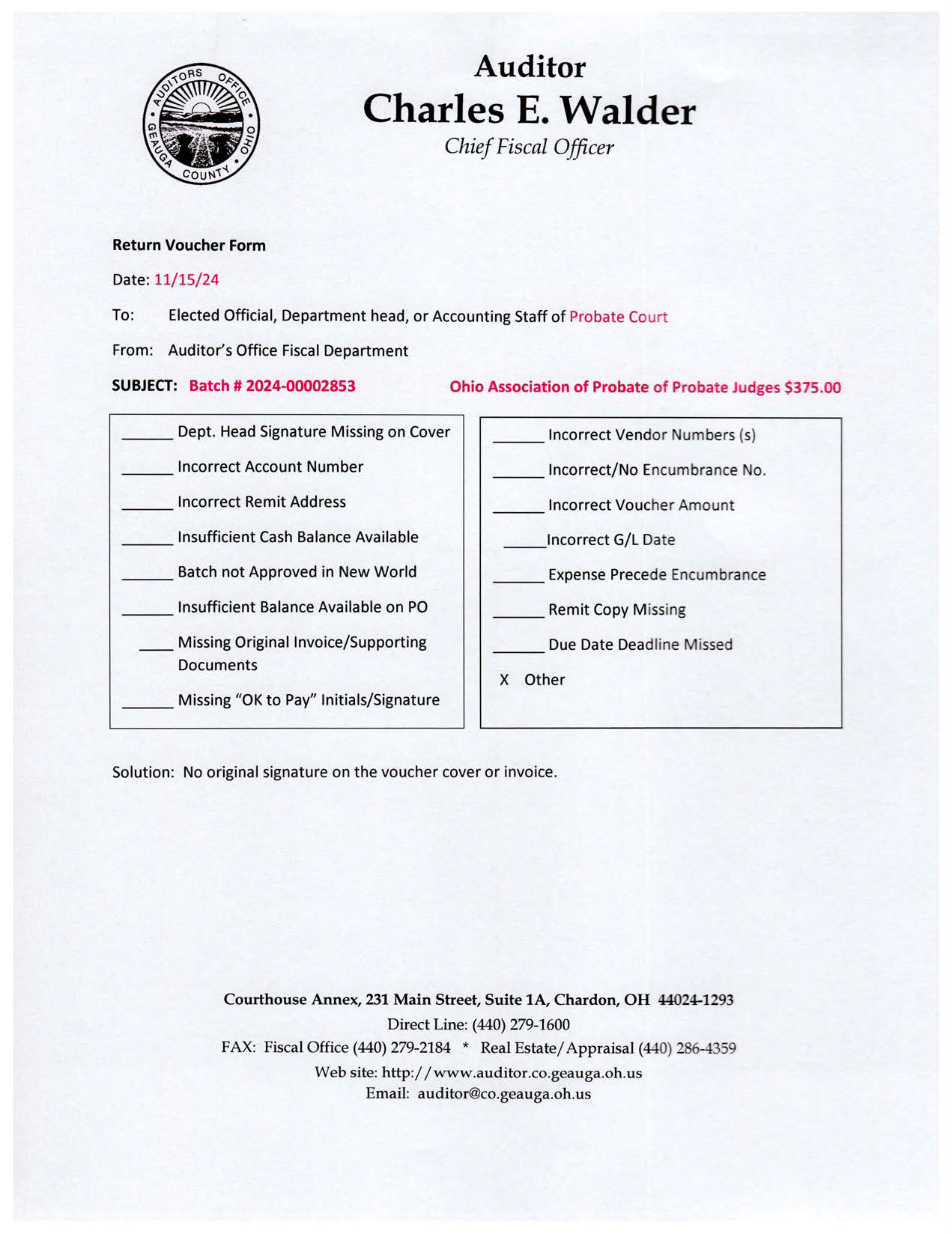 Return Voucher Form