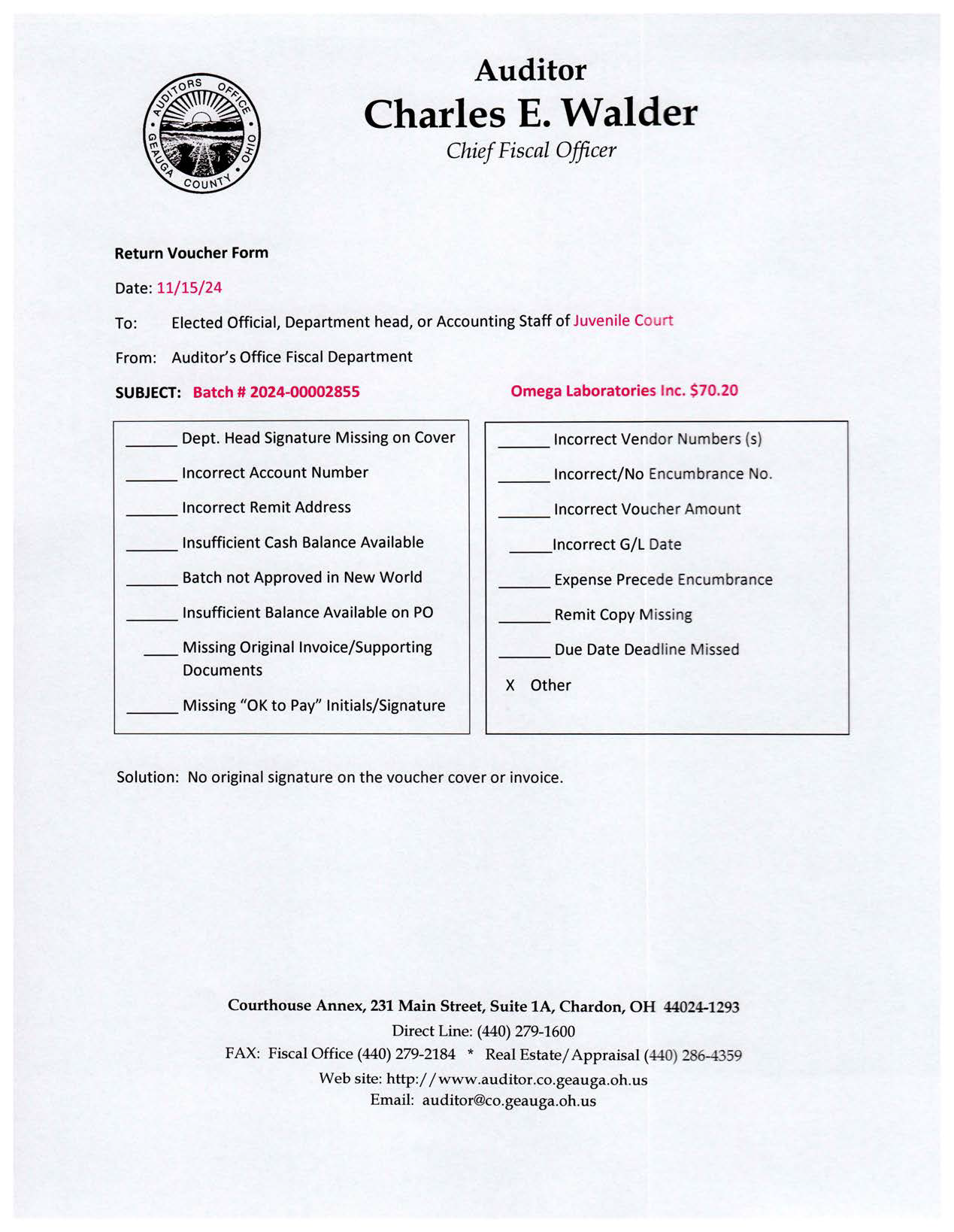 Return Voucher Form