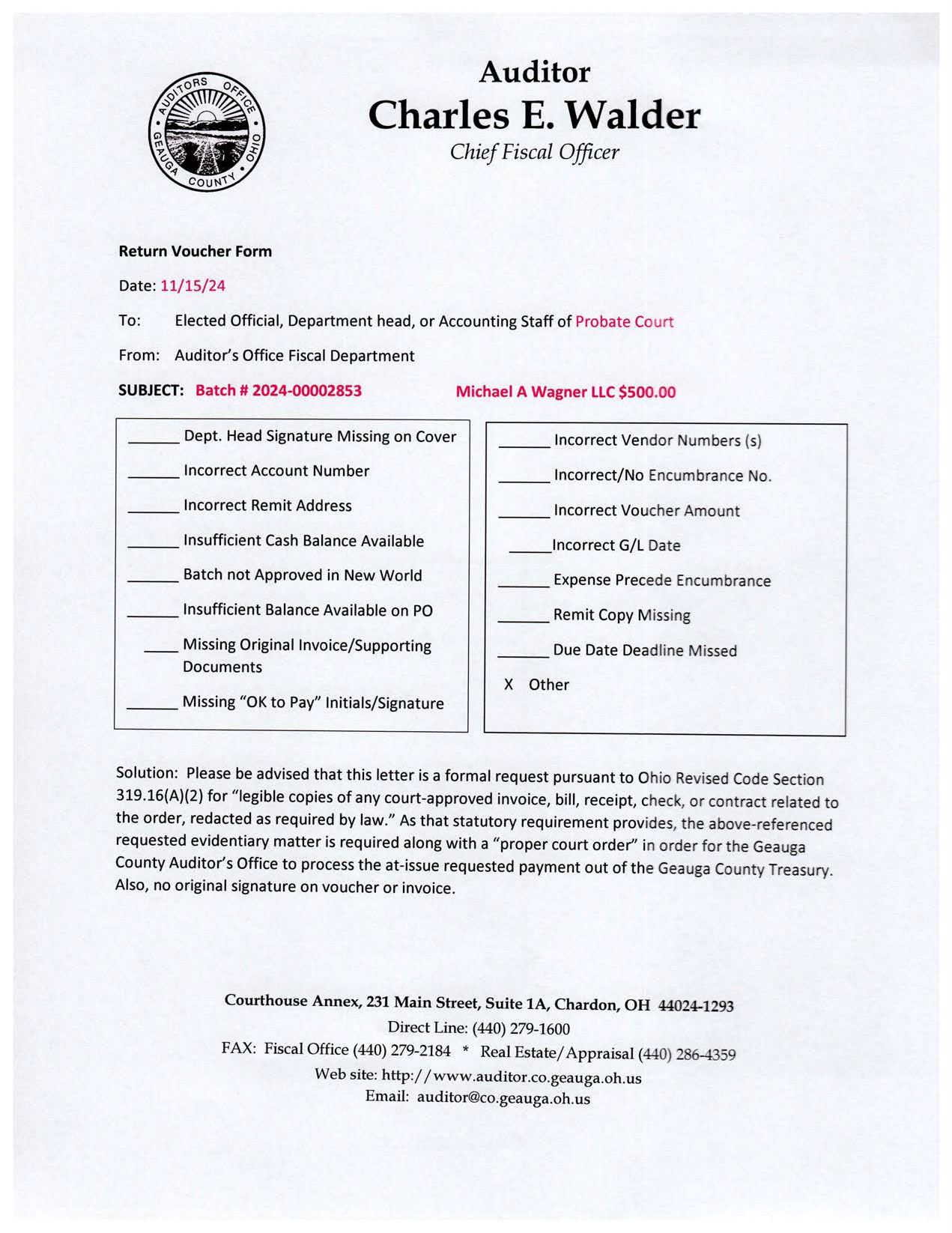 Return Voucher Form