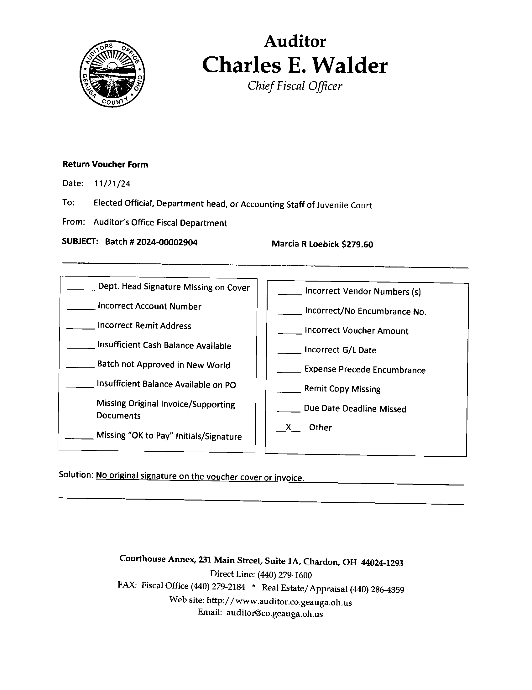Return Voucher Form