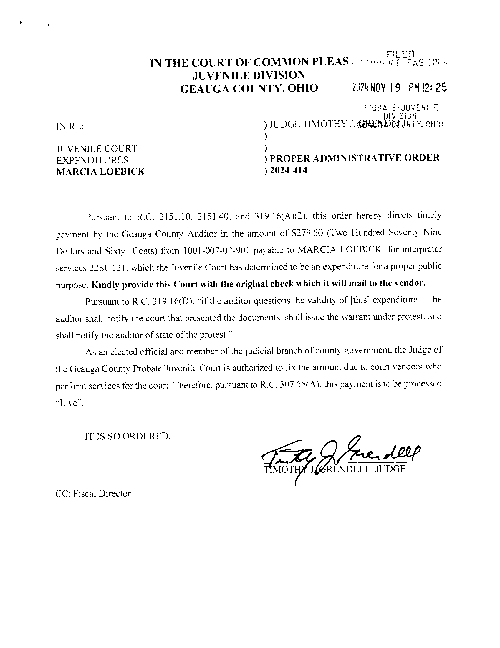 Proper Administrative Order