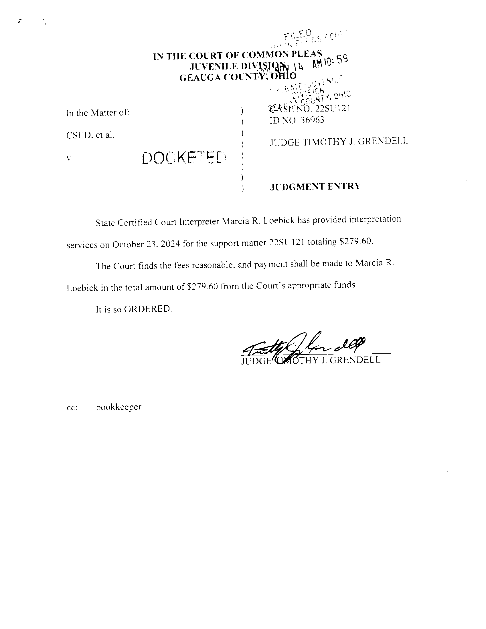 Judgment Entry