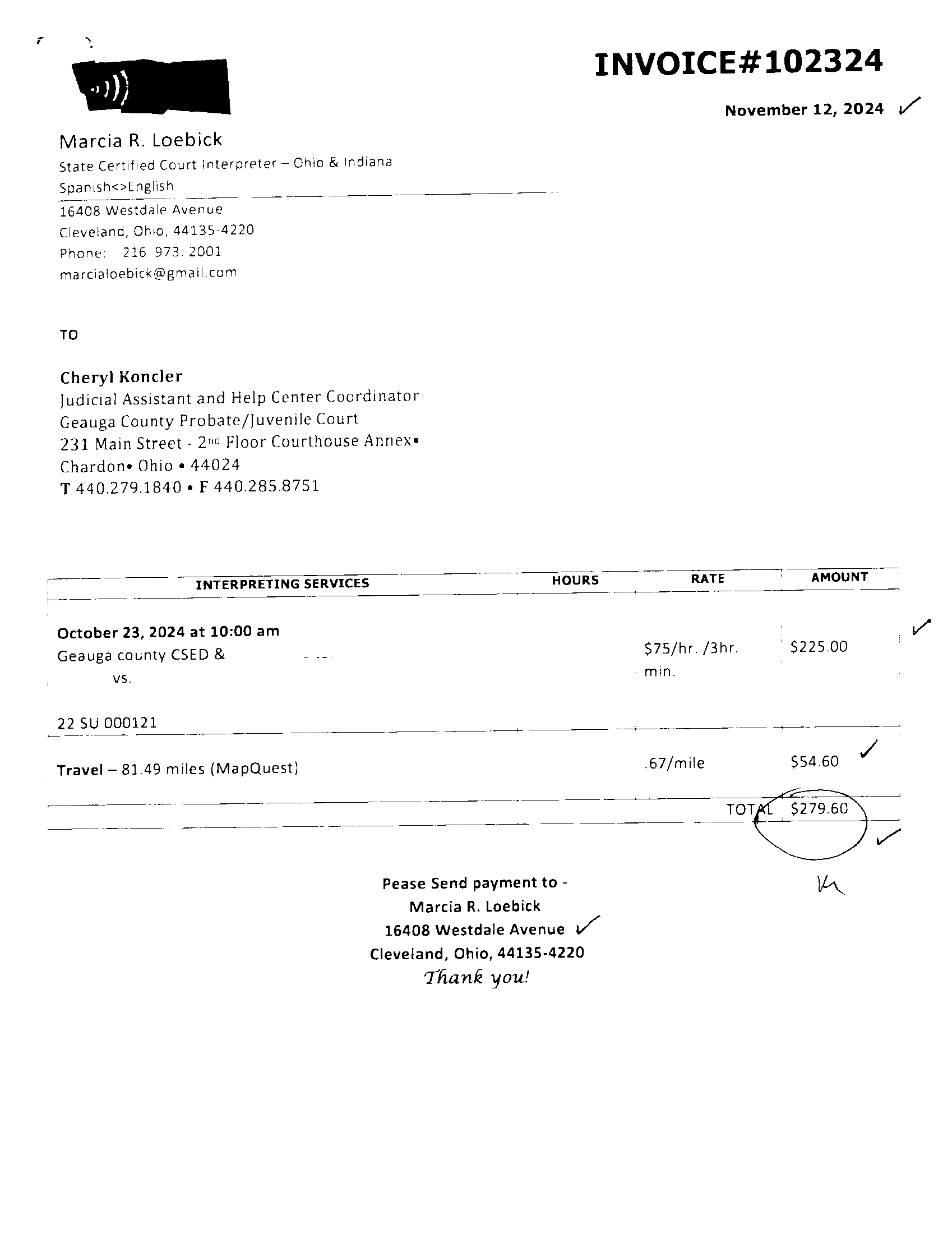 Invoice #102324