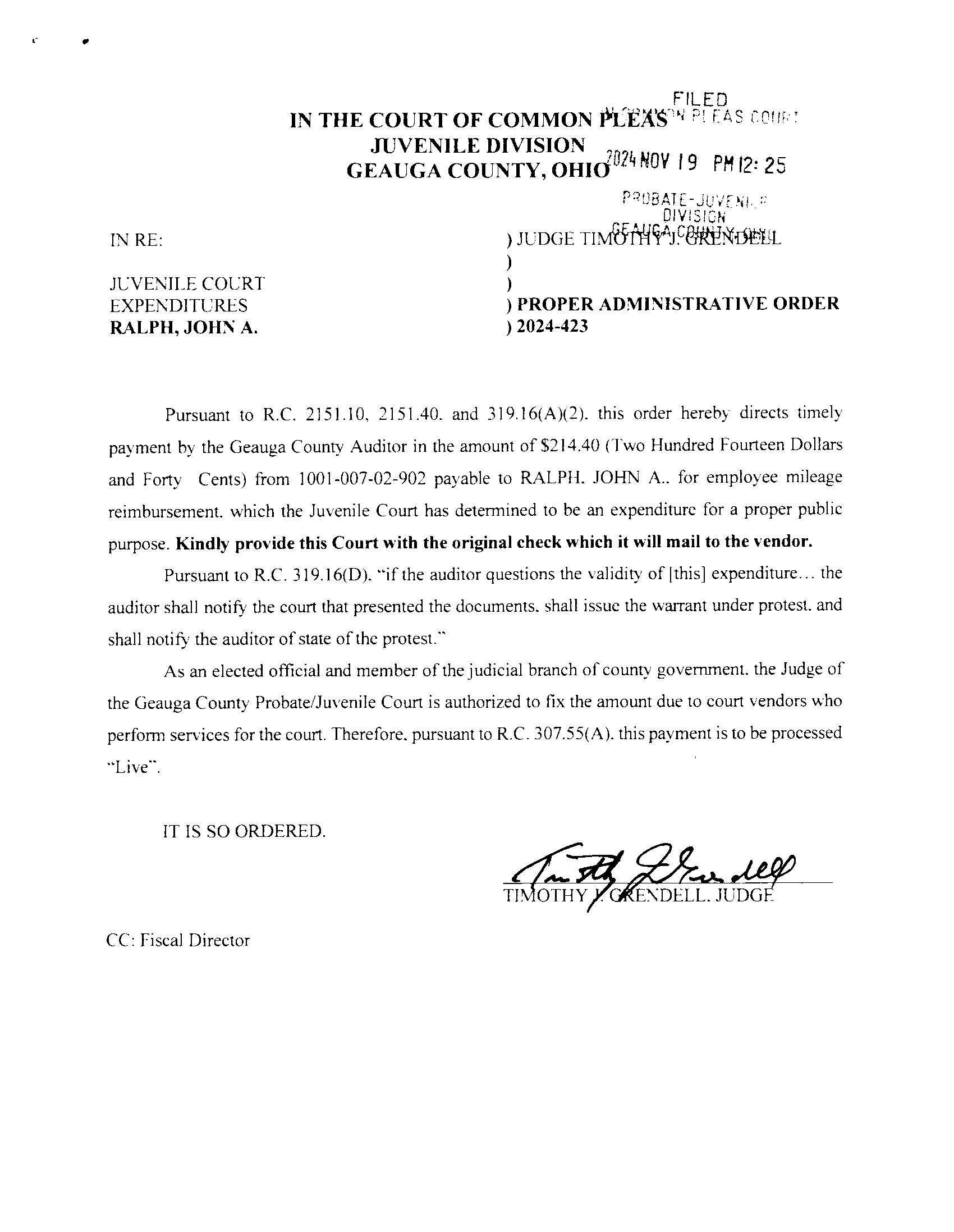Proper Administrative Order