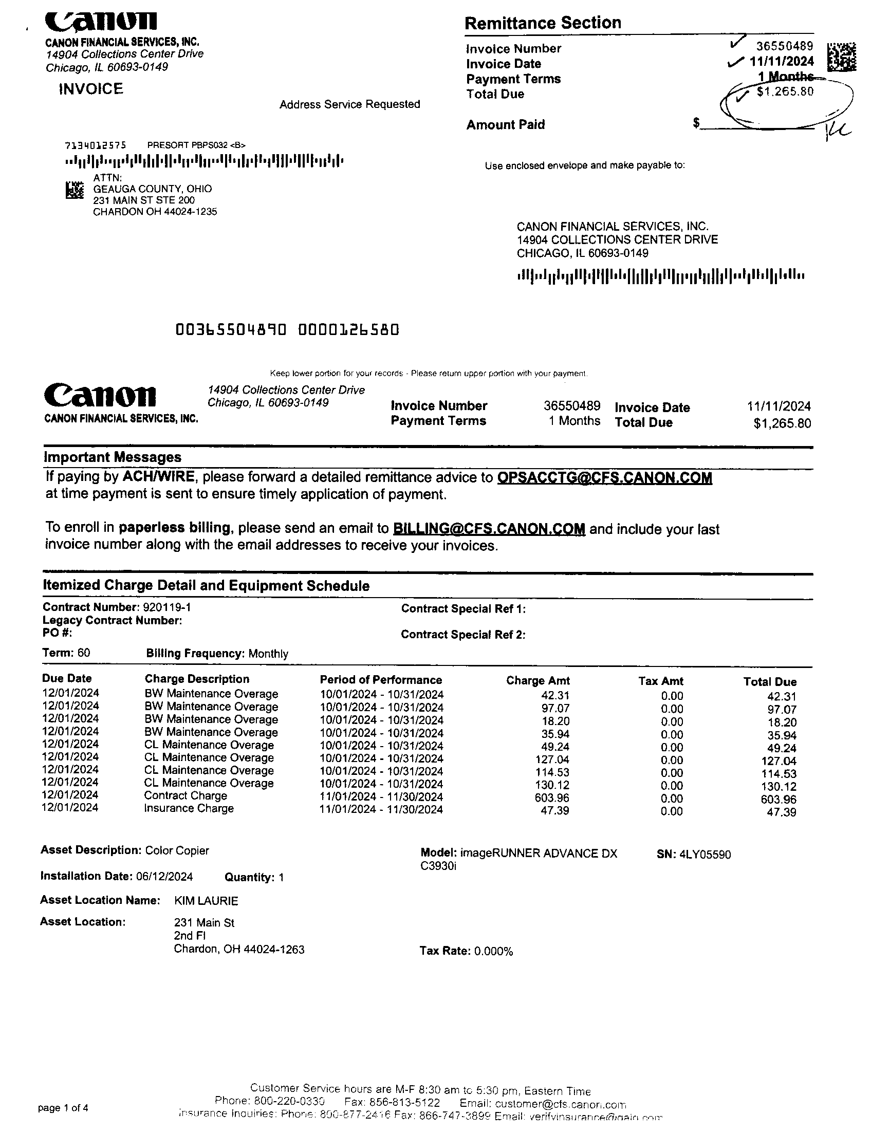 Invoice Page 1