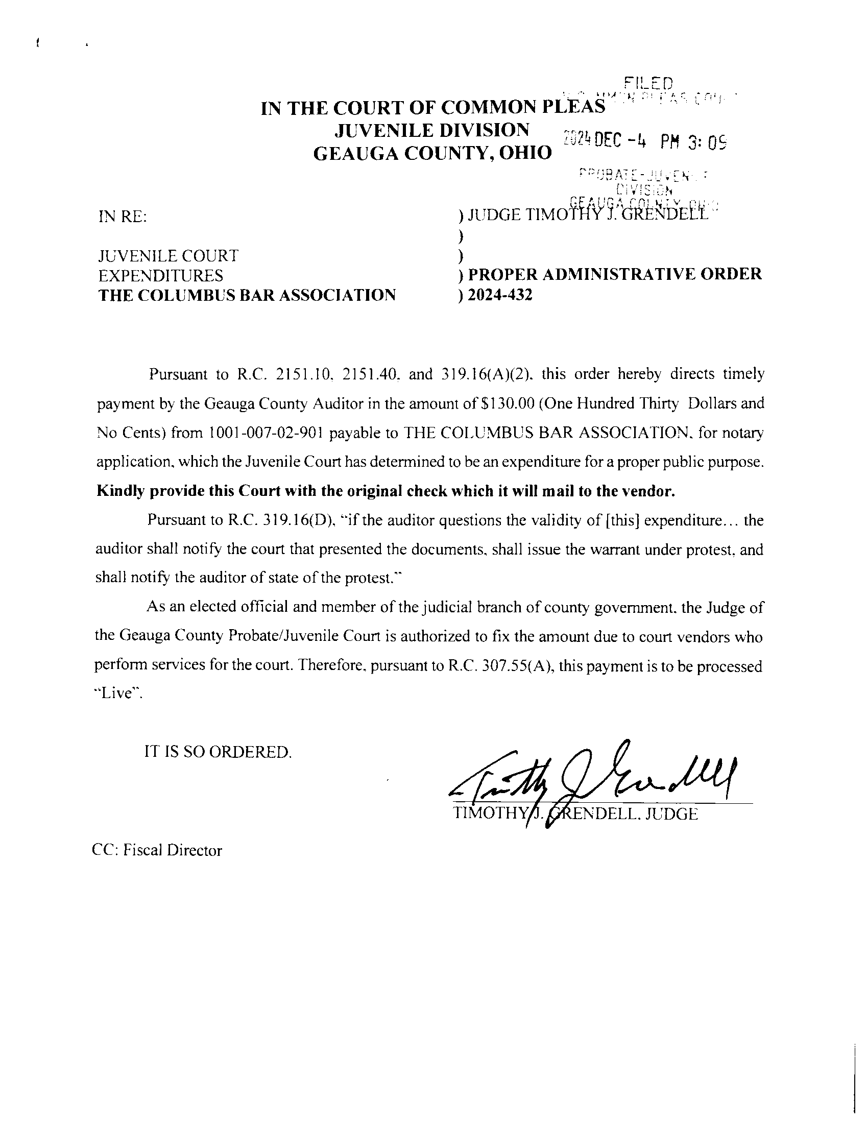 Proper Administrative Order