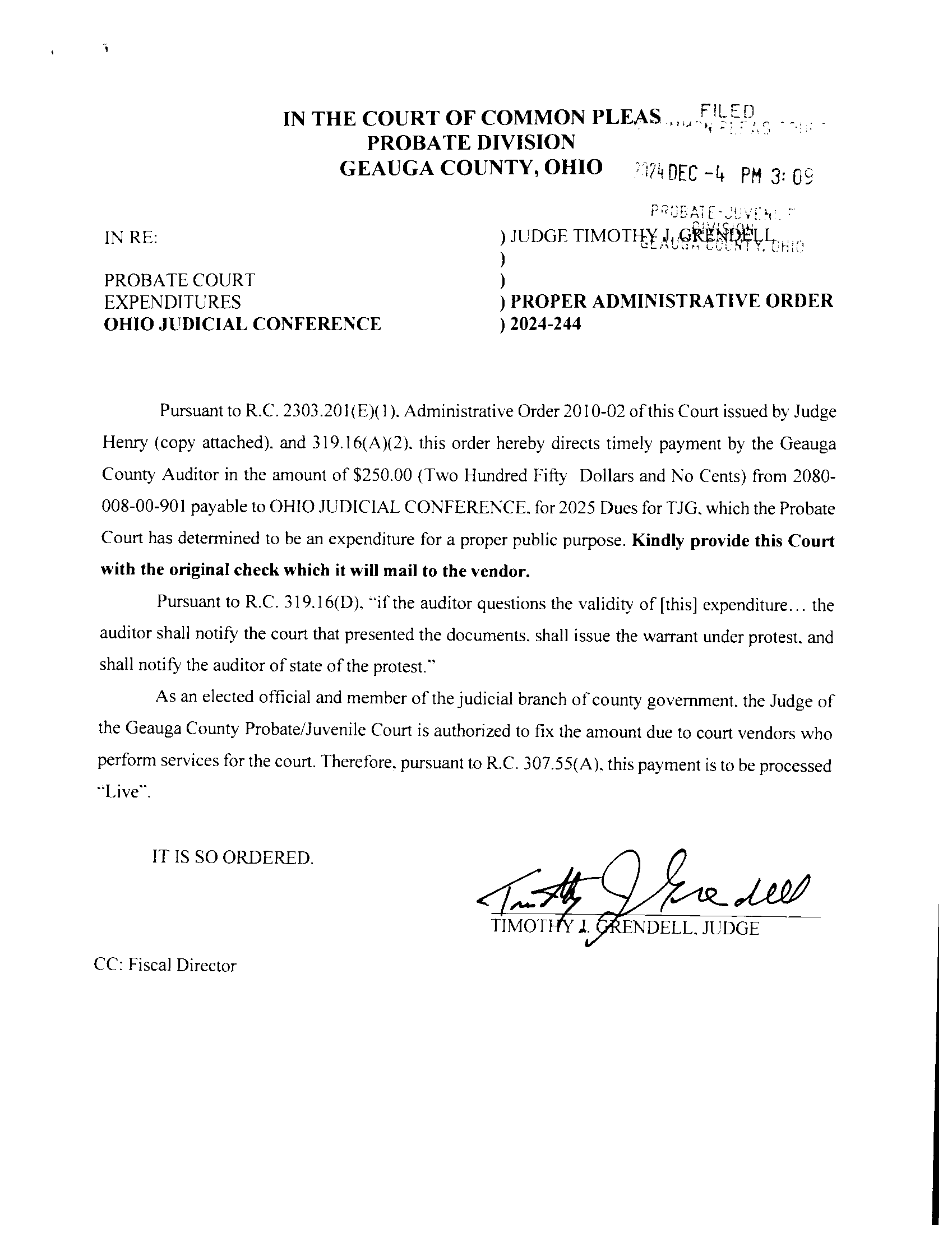Proper Administrative Order