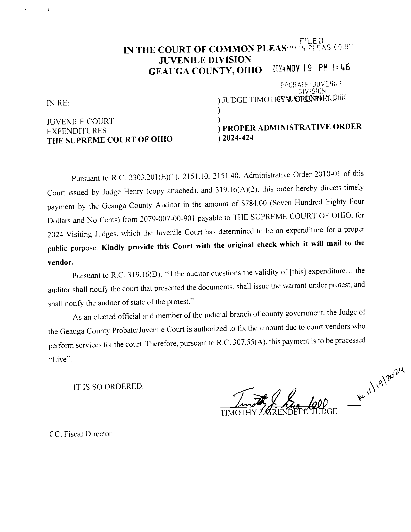 Proper Administrative Order