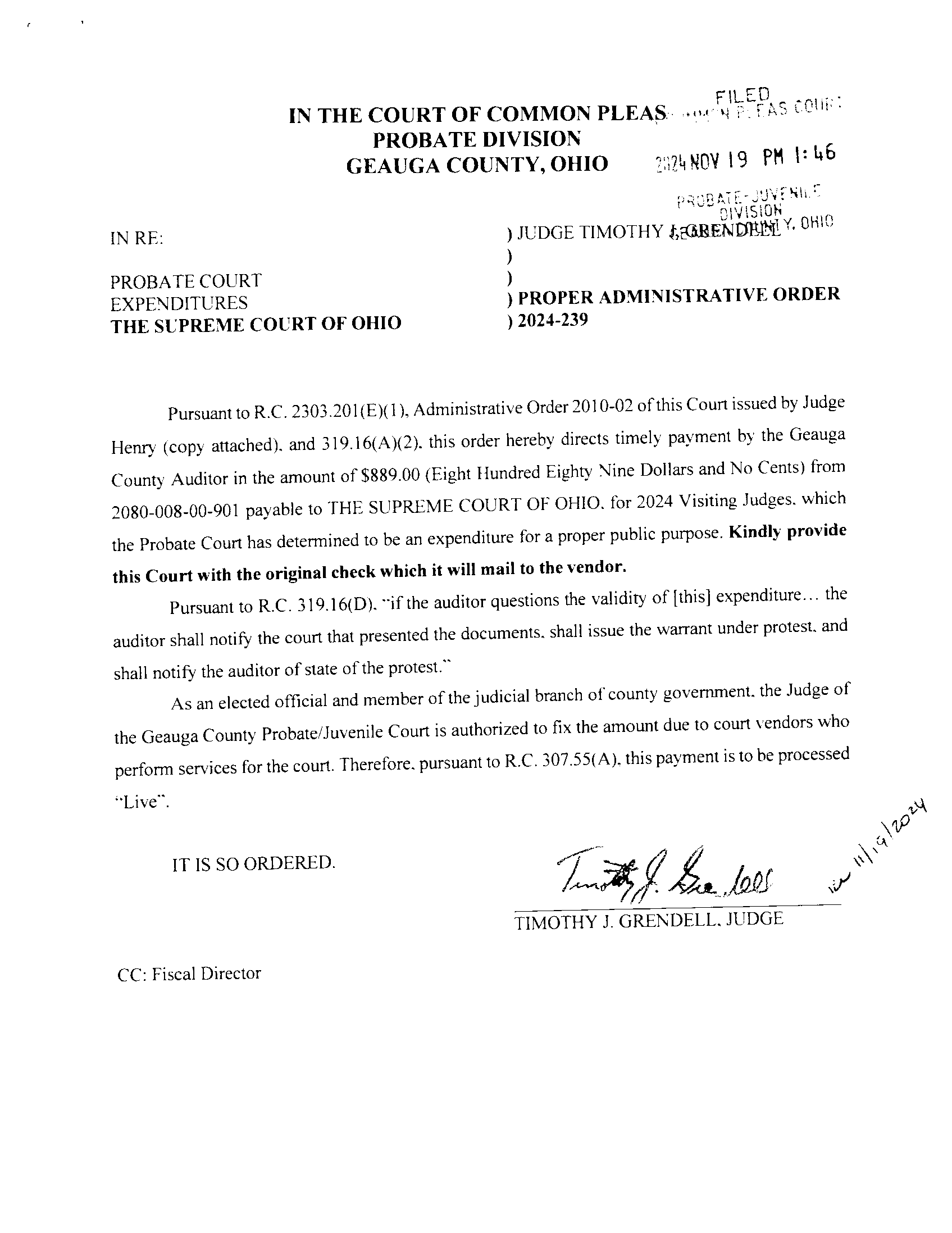 Proper Administrative Order