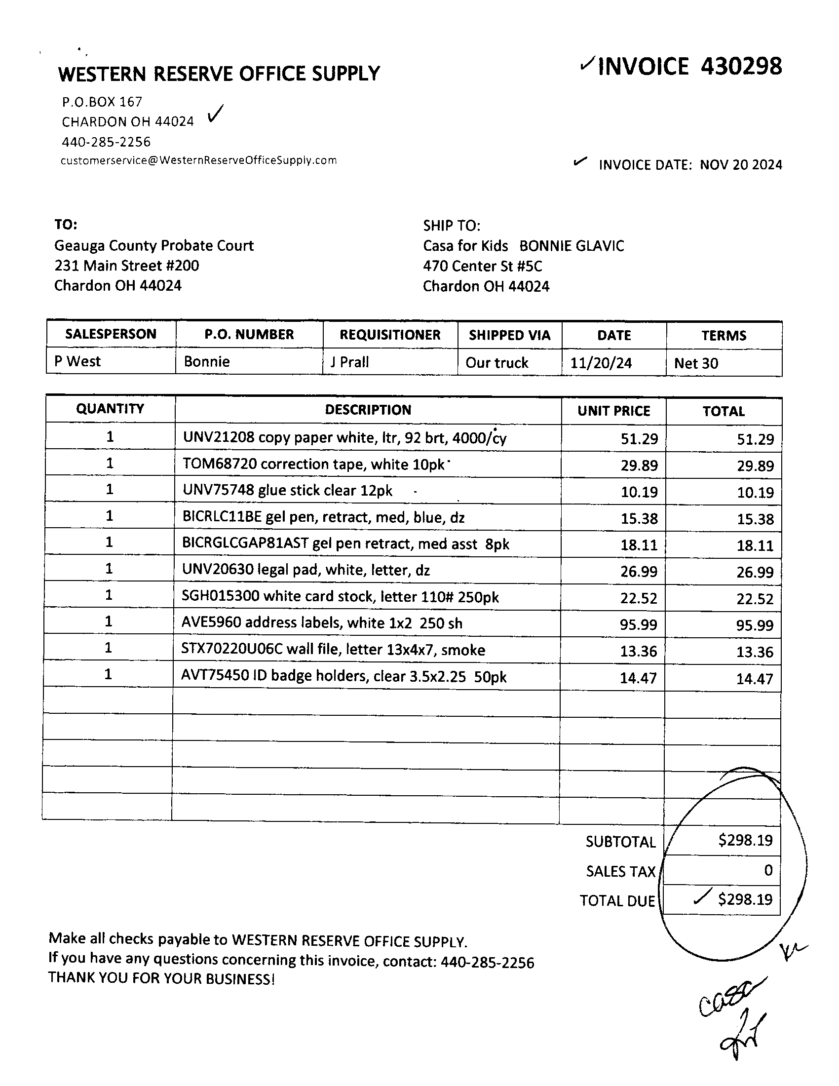 Invoice 430298